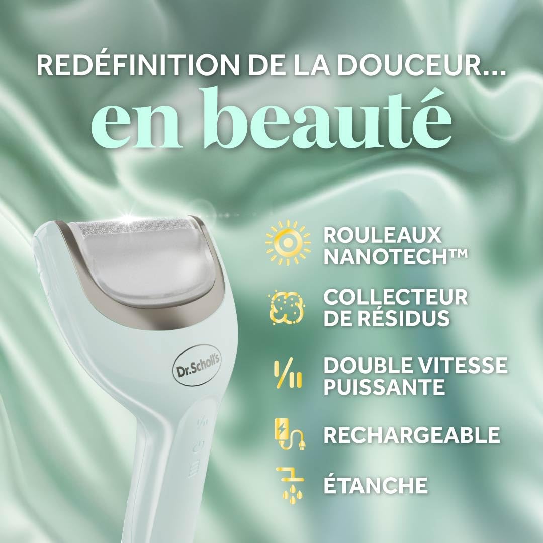 Detalle de Dr. Scholl's Pedi Perfect Pro Râpe Électrique Pieds – 3 Rouleaux Nano Tech, 90 min, Étanche