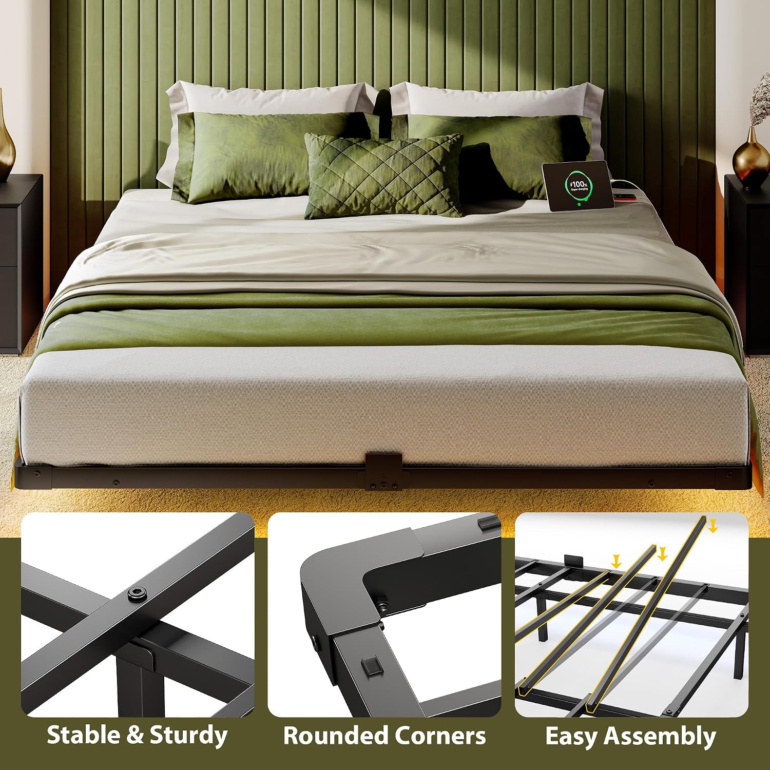 Thumbnail 6 de MORICAD Floating Bed Frame, Queen Size