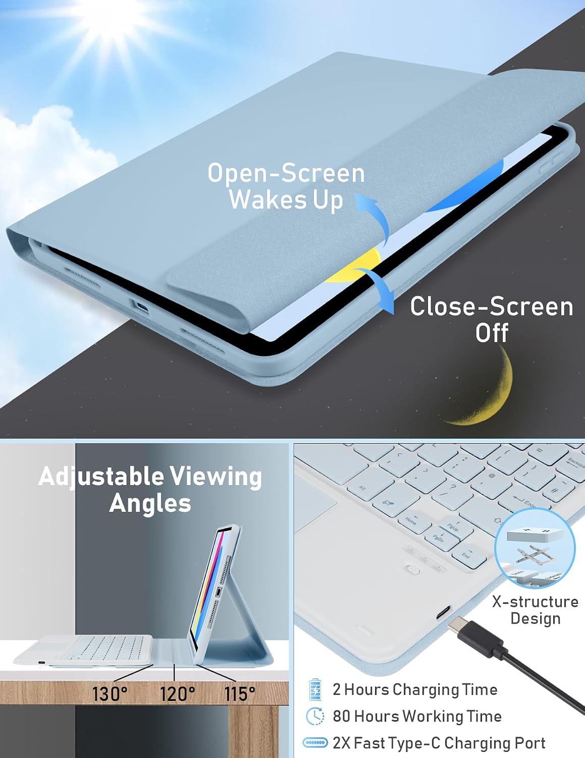 Thumbnail 4 de Nsyee Wireless Keyboard Case with Touchpad 100h