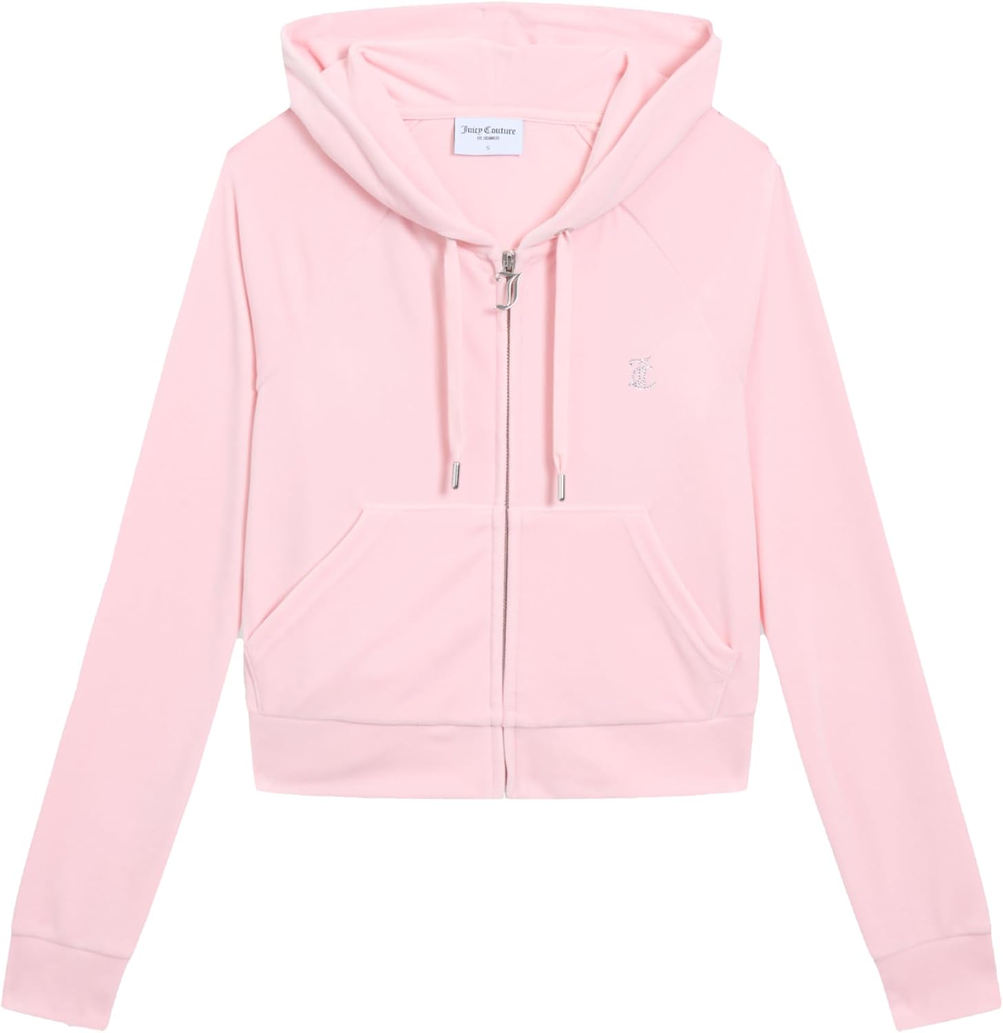 Detalle de Juicy Couture Damen Madison Hoodie Kapuzensweatjacke aus Velour-Mix mit Reißverschluss