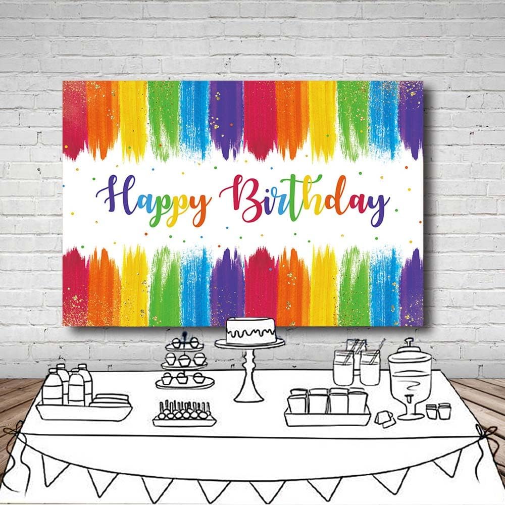 Thumbnail 4 de MEHOFOND 7x5ft Rainbow Painting Birthday Backdrop (Econ-Polyester photo background)