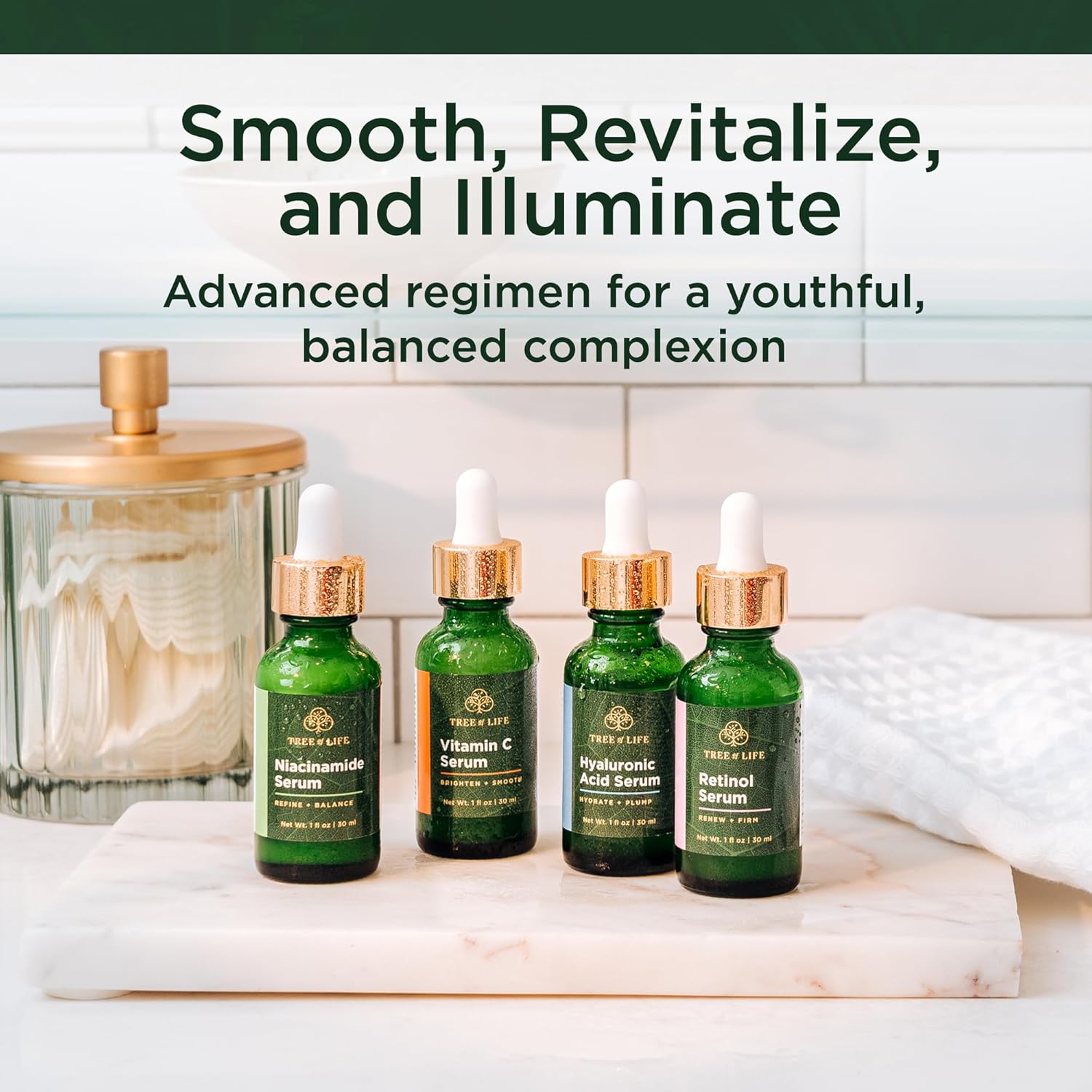 Thumbnail 1 de Tree of Life Beauty Facial Skin Care Set: Brightening, Firming & Hydrating Serums (4x 1 Fl Oz)
