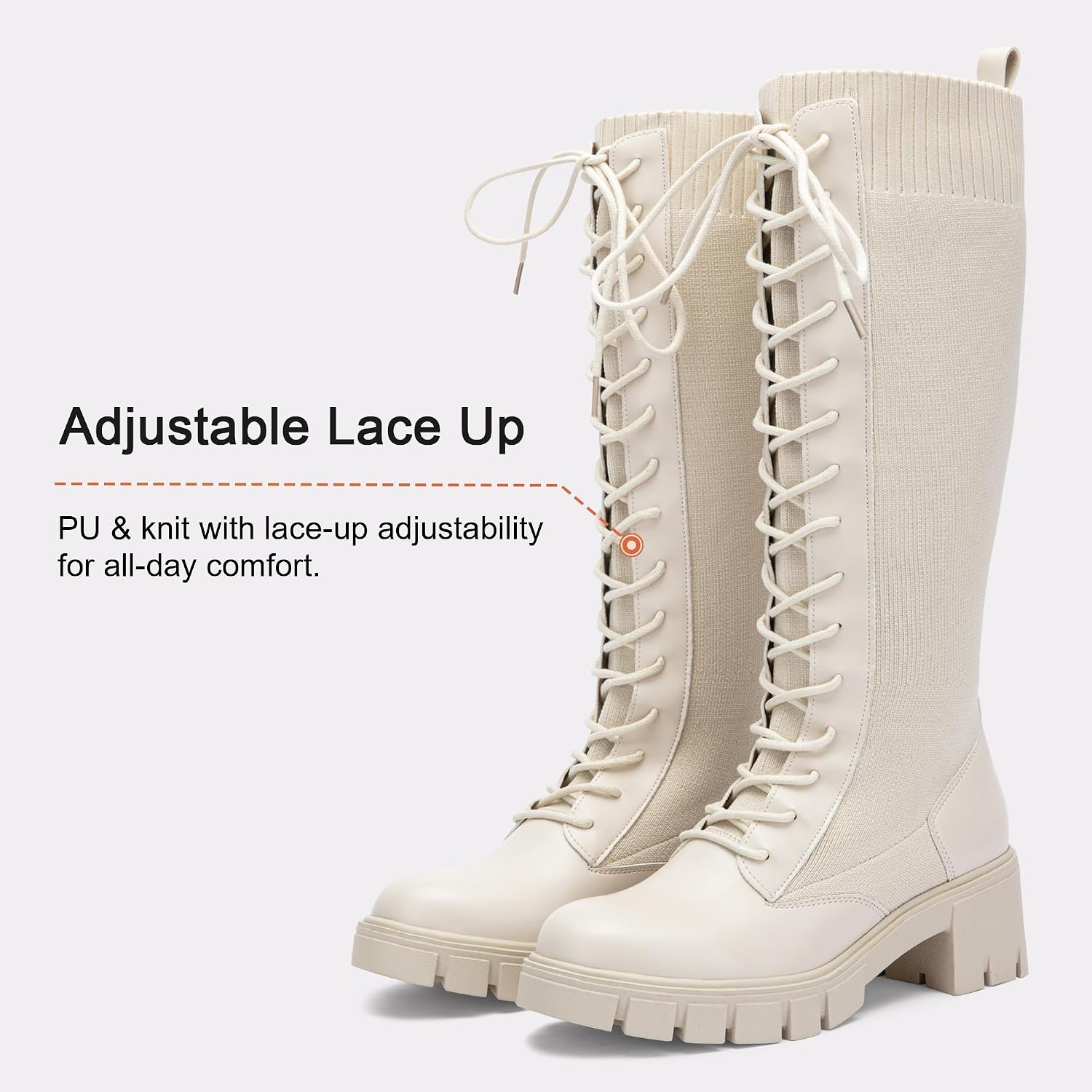 Thumbnail 6 de Vepose CJY953 Women's Knee-High Combat Boots with Lace-Up Front and Chunky Platform