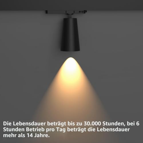 Detalle de FOOC LED-Schienenstrahler 30 W | 3-Phasen, drehbar, 4000 K, 2800 lm – Aluminium Innenraumlampe
