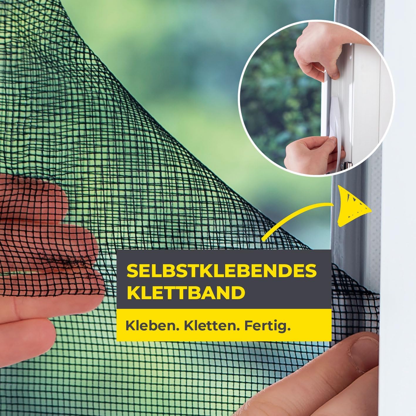 Thumbnail 1 de EASYmaxx Fliegengitter fürs Fenster mit Klettverschluss (zuschneidbar bis 150×130 cm) – Montage ohne Bohren | Schwarz