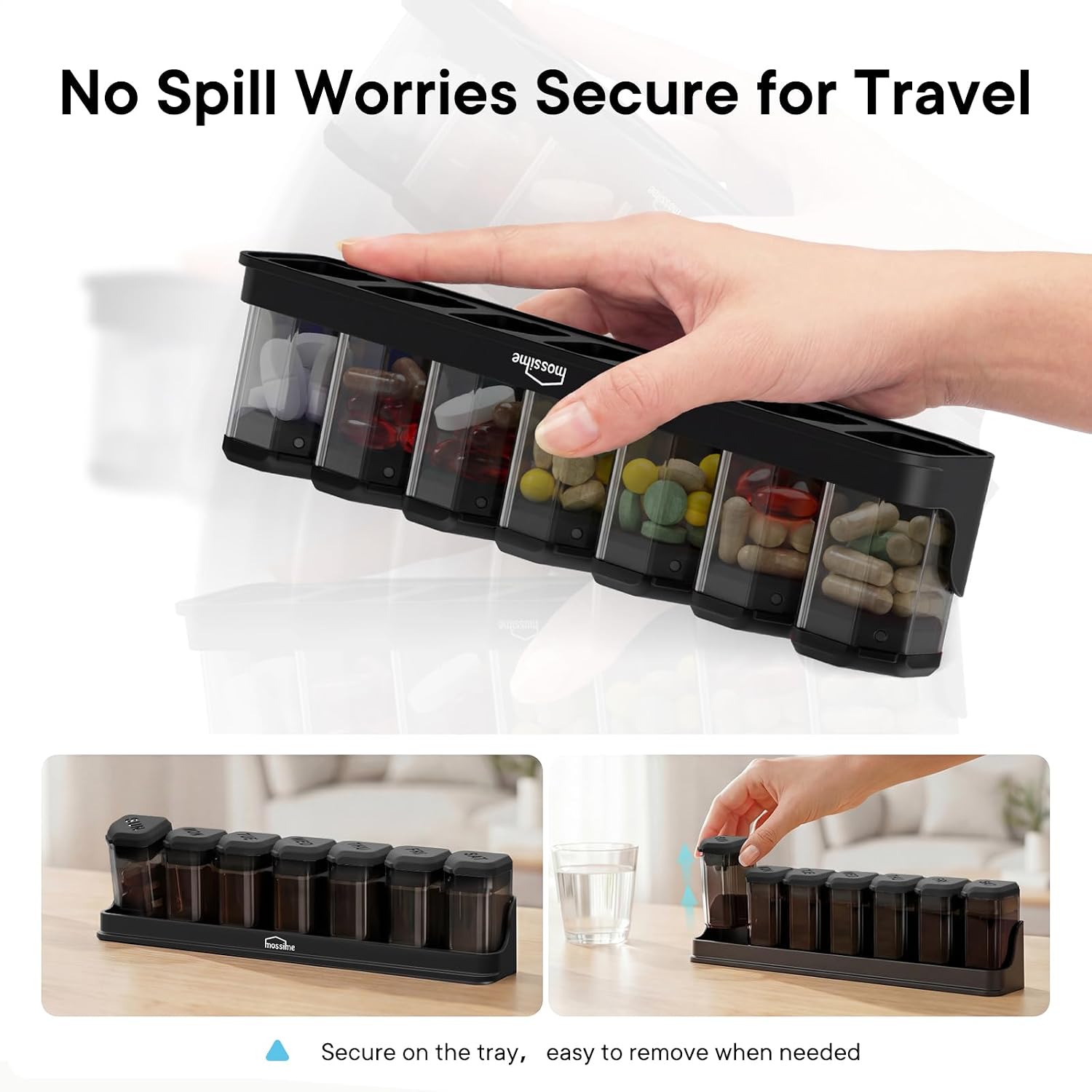 Detalle de Mossime Sleek Black Weekly Pill Organiser 7 Day (Large) Review