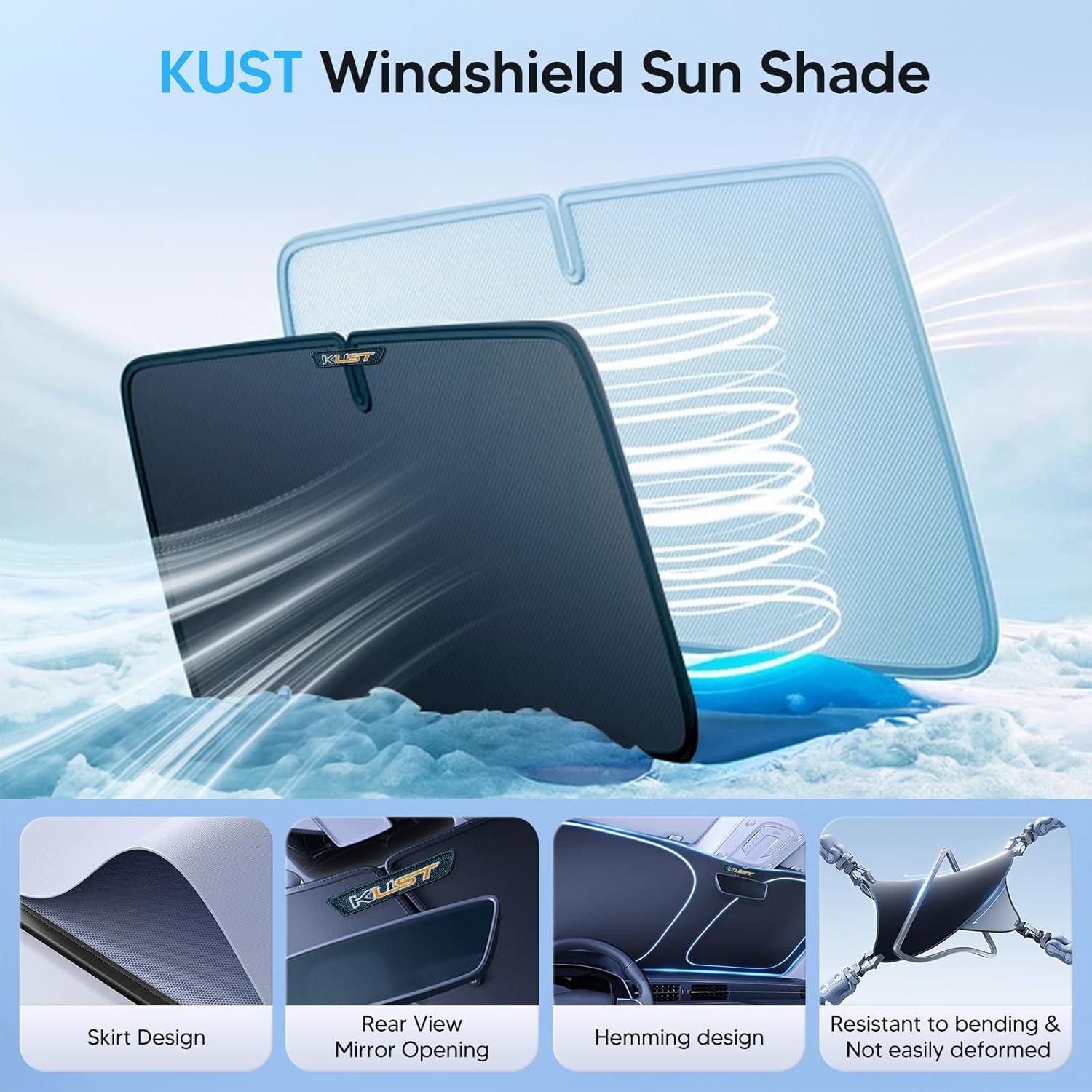 Detalle 2 de KUST Windshield Sun Shade for Tesla Model Y 2025