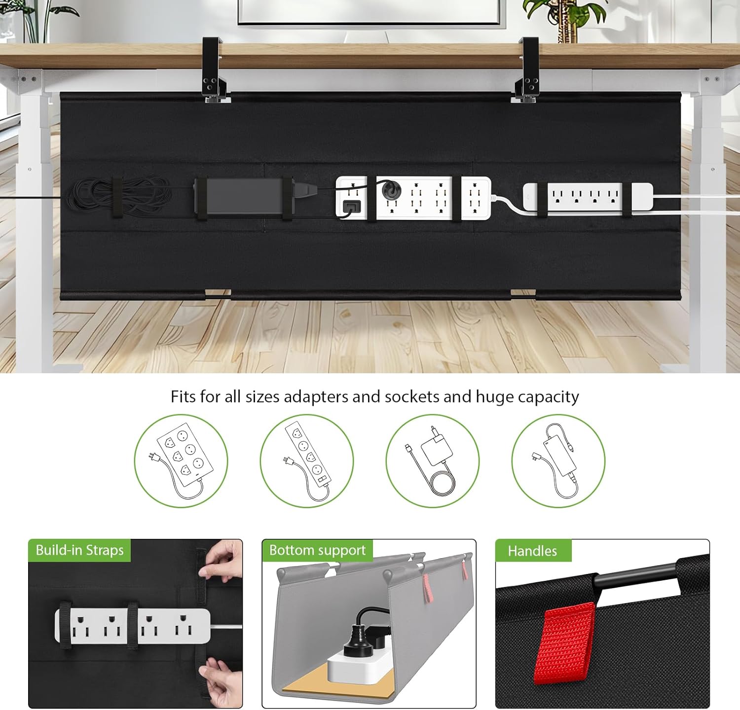 Detalle 2 de KEEGH Extra Large 48" Under Desk Cable Management Tray for Cord Hiders