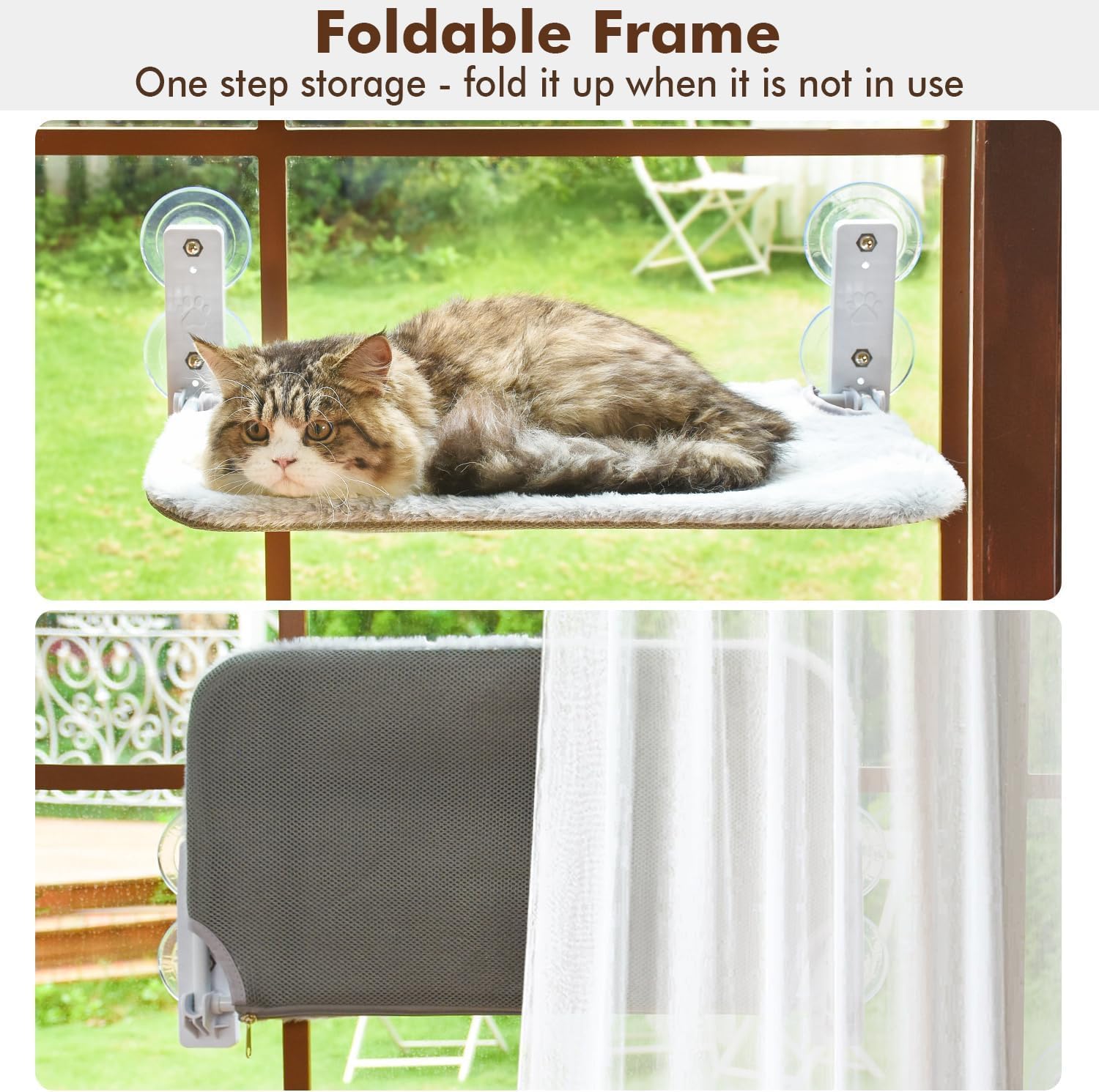 Detalle 2 de AMOSIJOY Cordless Cat Window Perch 30 lbs 🐱