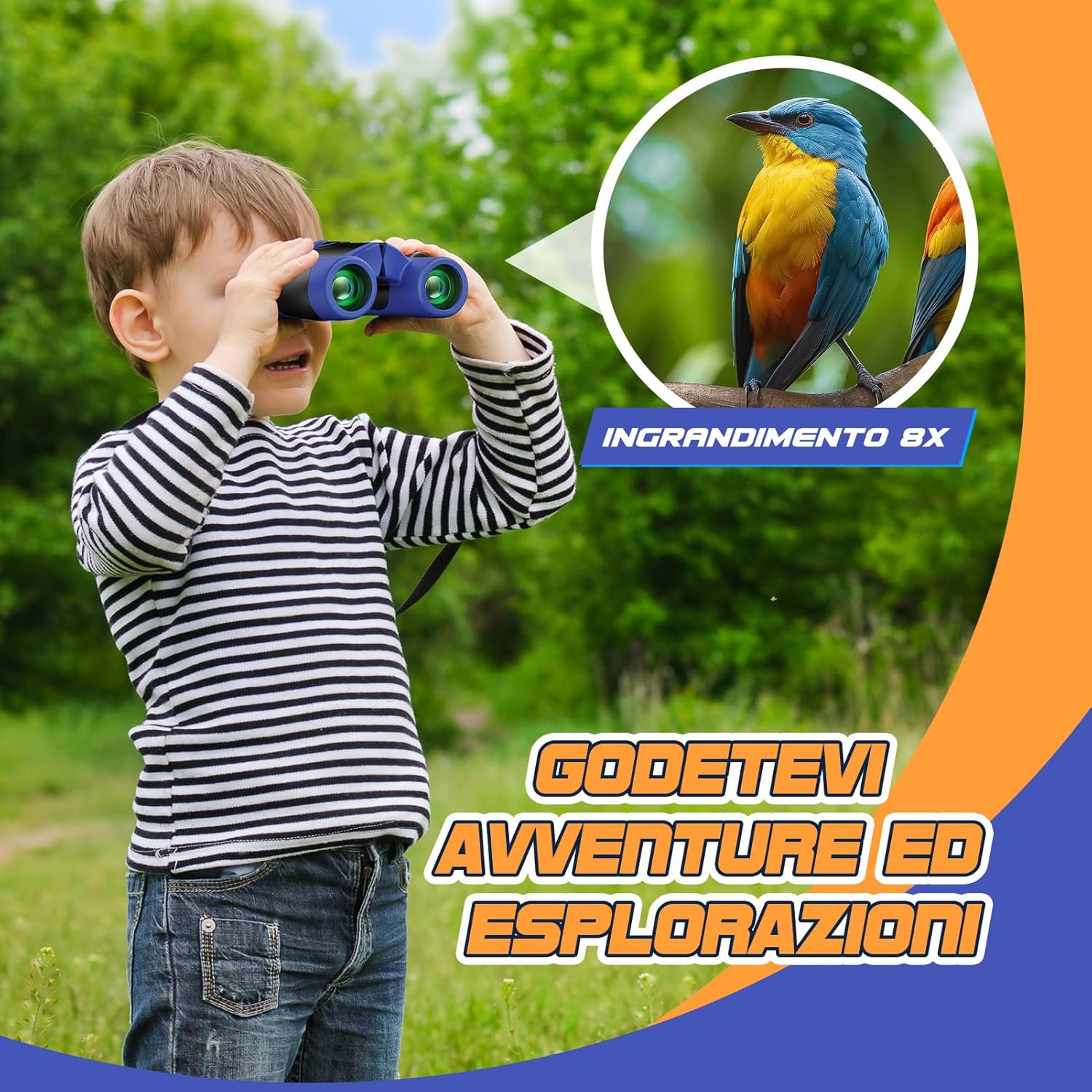 Detalle de Upgrade Impermeabile Compatto Binocolo per Bambini 8x21 – Esplorazione all'aperto in stile educativo