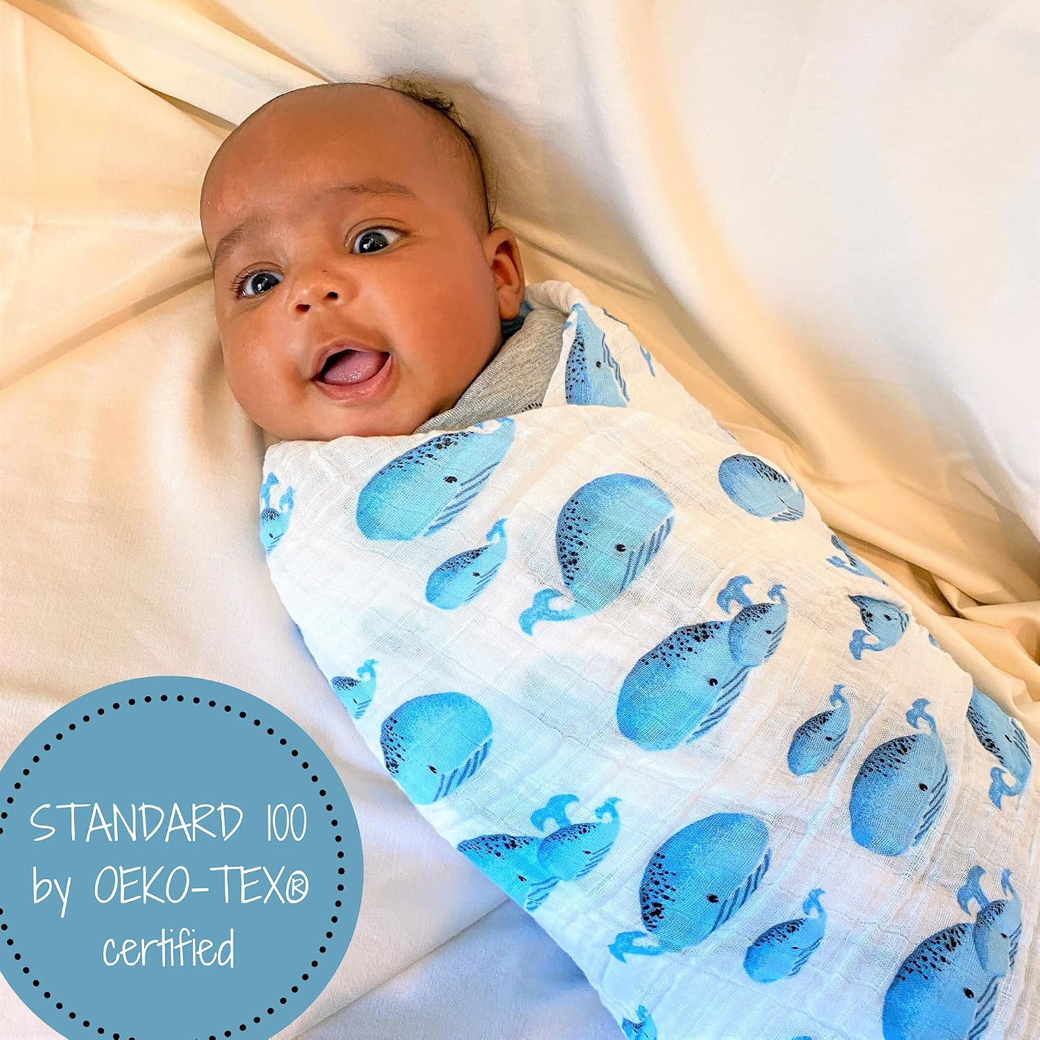 Detalle de LollyBanks Muslin Swaddle Blanket, 100% Organic Cotton