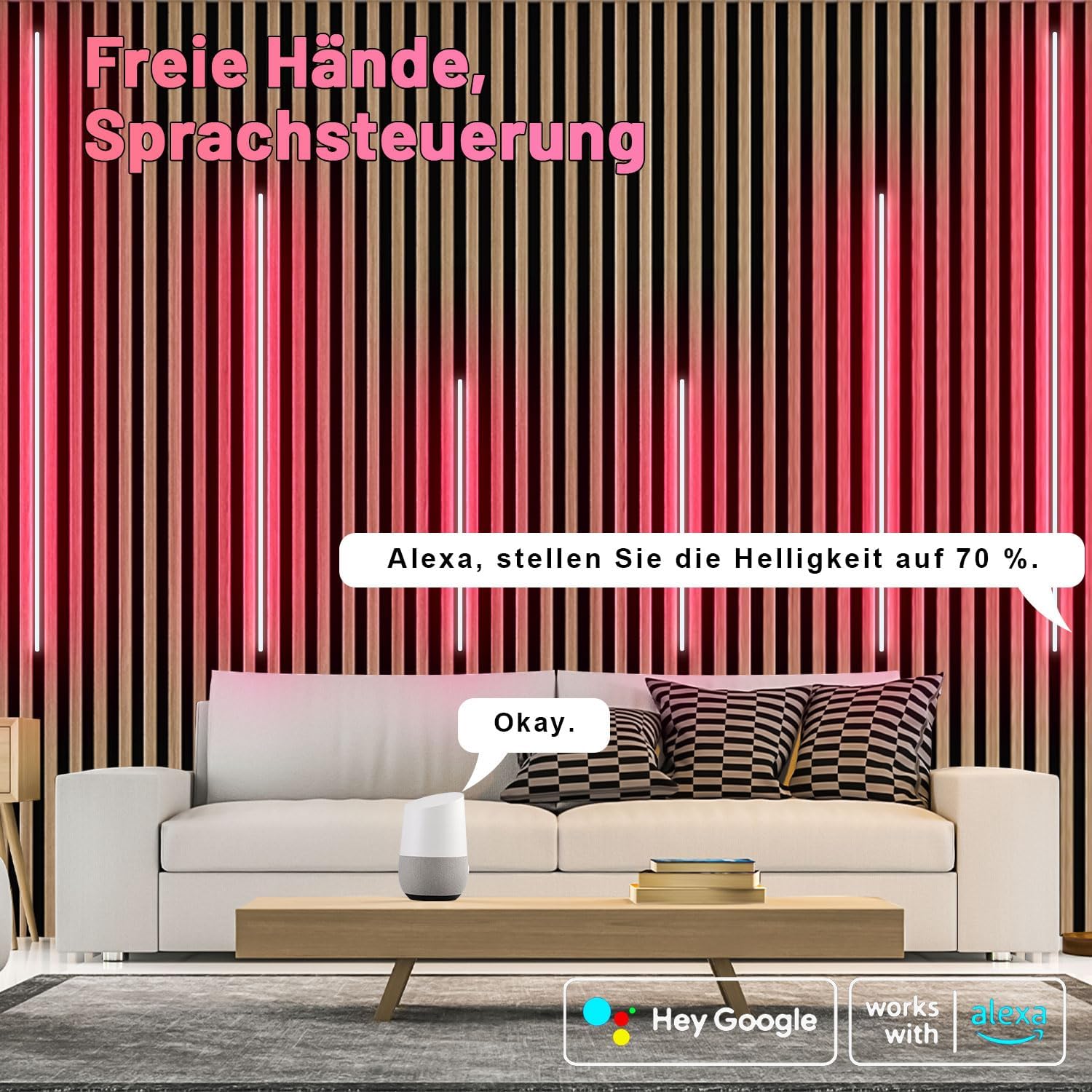 Thumbnail 5 de Lichaser RGB Schwarz LED Akustikpaneele 40/60/90 cm