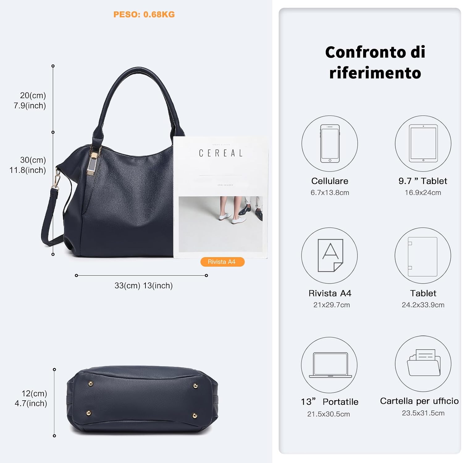 Thumbnail 4 de Miss Lulu Borsa Donna Grande con Tracolla Regolabile in Pelle PU Impermeabile – Tote per Lavoro, Scuola, Università e Viaggio