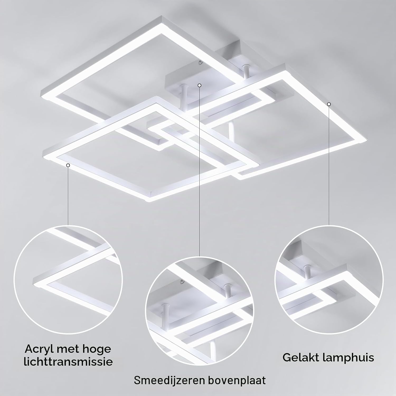 Detalle 2 de DELIPOP SK-XLKN-9 dimbare LED-plafondlamp 62 cm, 40 W, 4500 lm