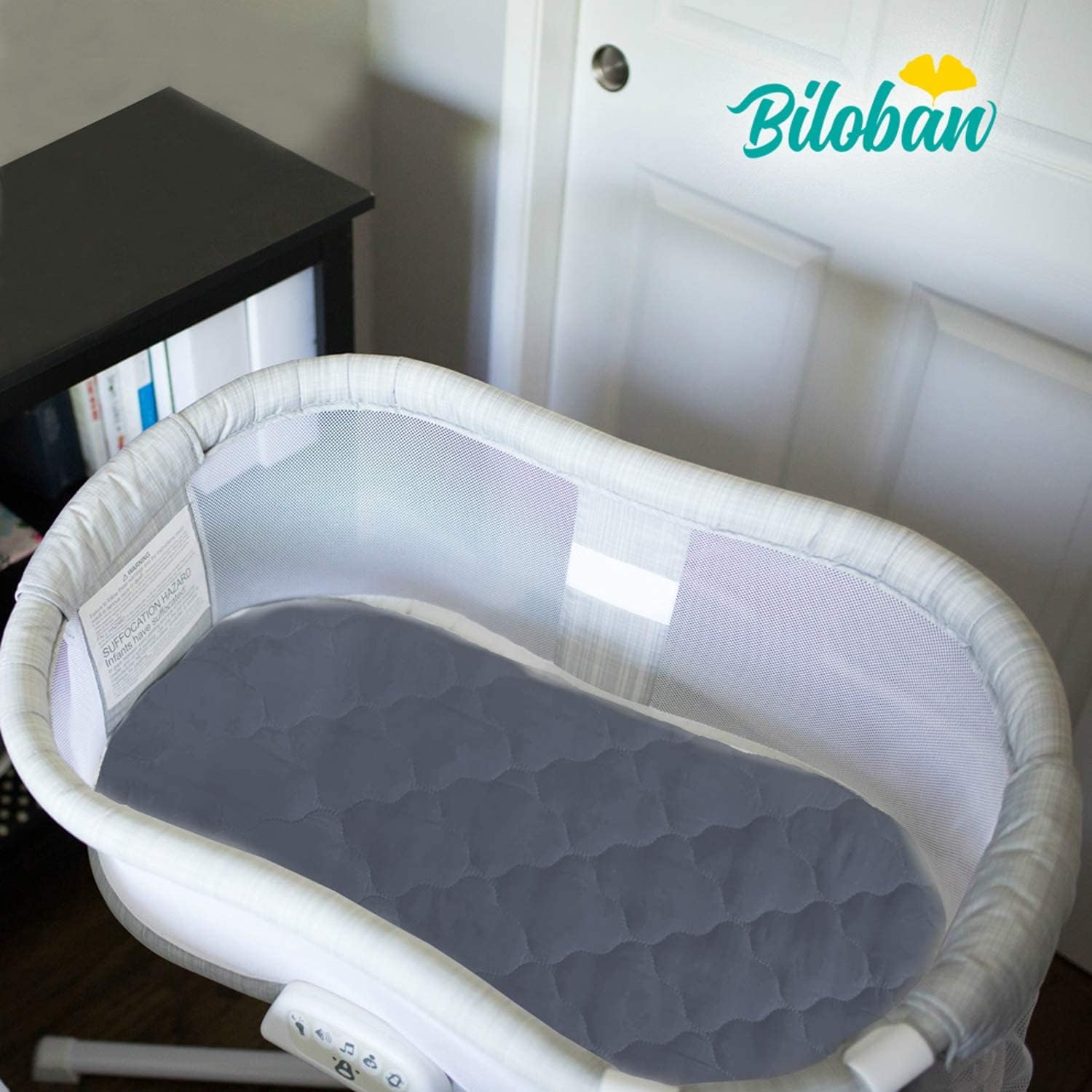 Thumbnail 6 de Biloban 33 x 17-Inch Bassinet Mattress Pad Covers, Waterproof Quilted 2-Pack