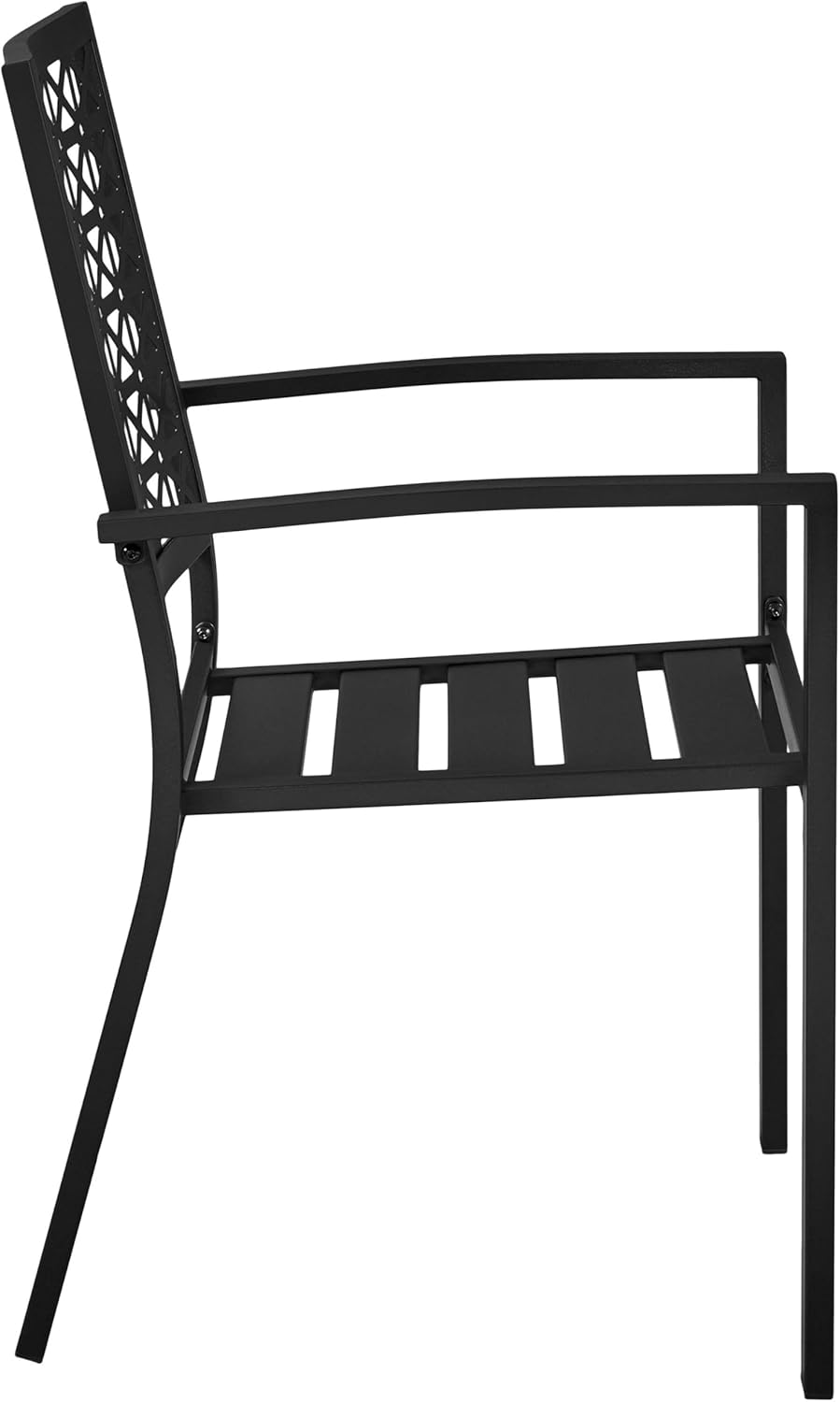 Thumbnail 5 de Yaheetech set di 2 sedie da pranzo da giardino impilabili in metallo con braccioli e schienale moderno (nero)