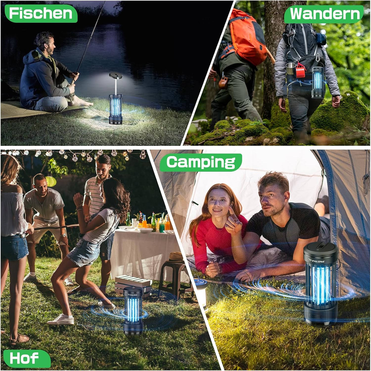 Thumbnail 6 de PALONE Elektrischer Insektenvernichter mit ausziehbarer Stange, 4000 mAh, 4500 V, USB-C, UV-Licht und LED-Beleuchtung