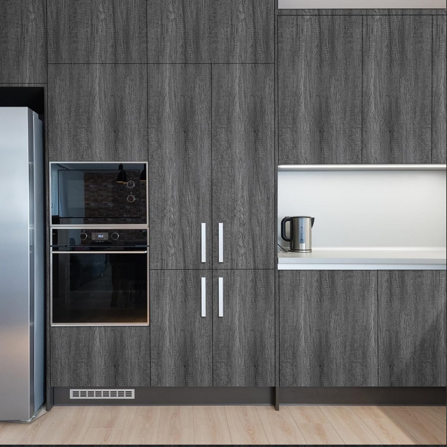 Detalle de Decoroom Grey Wood Effect Vinyl Wrap 30x200cm – Self-Adhesive Sticky Back Plastic