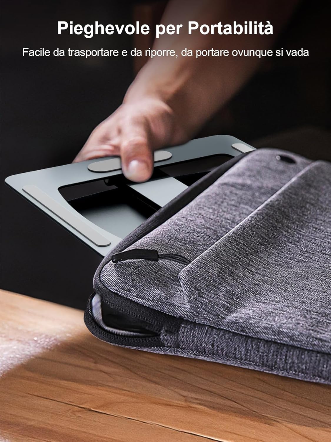 Detalle de CIRYCASE Supporto PC Portatile: Rialzo Ergonomico Pieghevole in Alluminio per 10–16