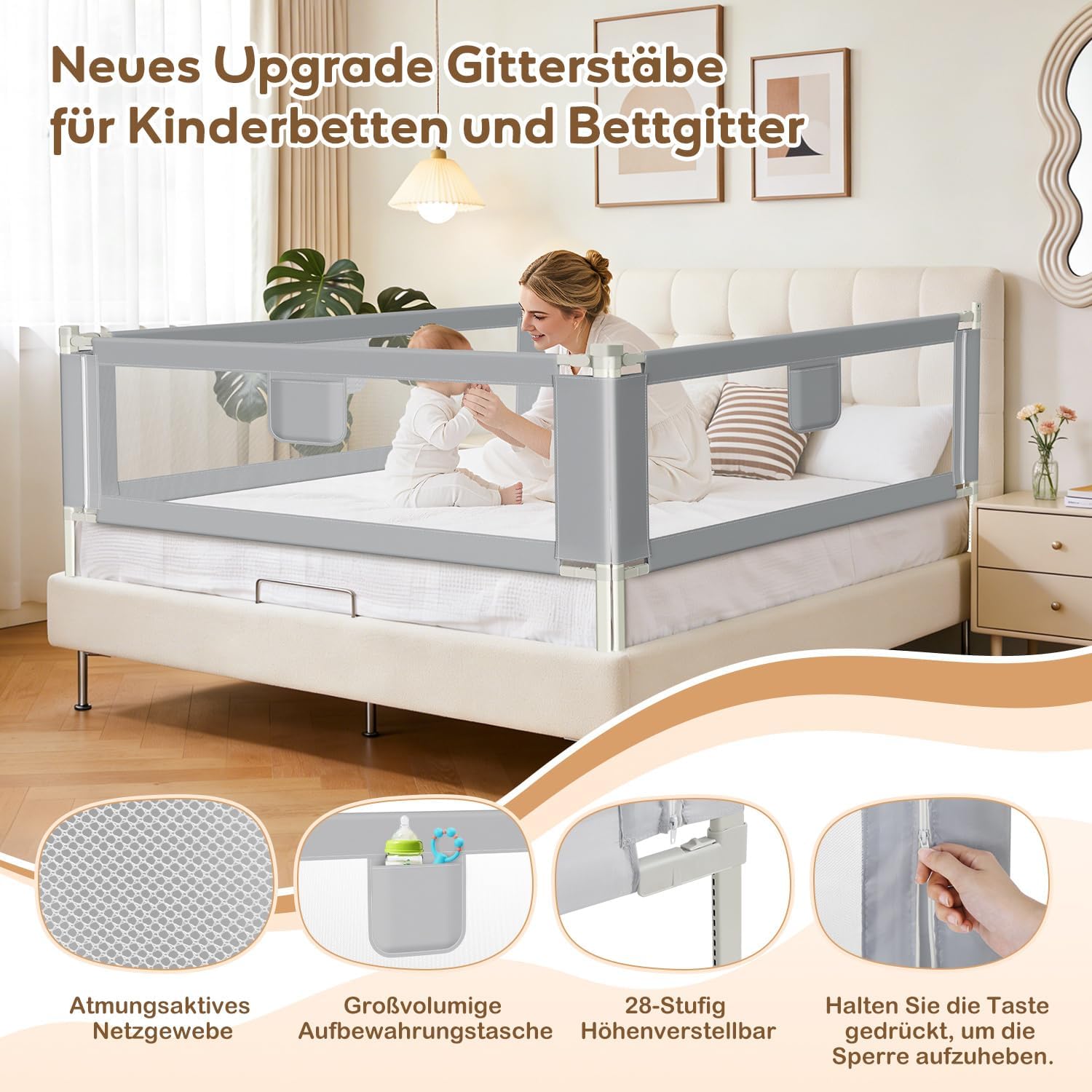 Thumbnail 3 de Tubiaz Bettgitter Rausfallschutz 2X 200cm