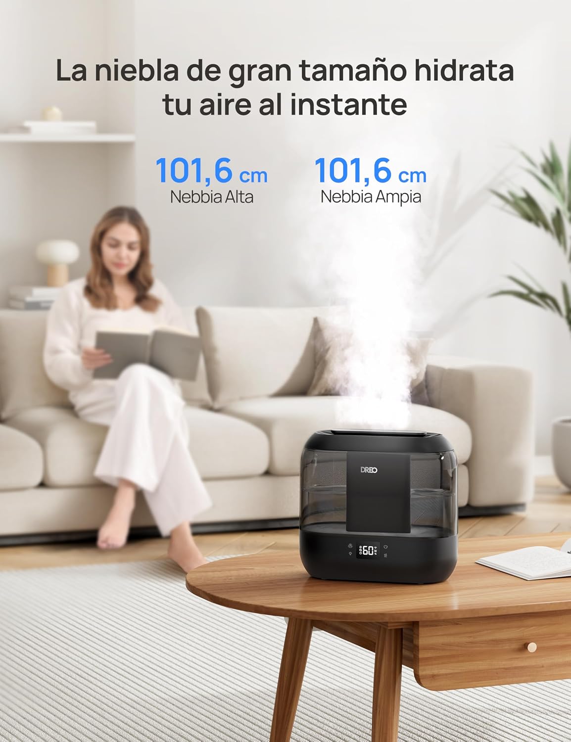 Detalle de Dreo humidificador inteligente para dormitorio con vapor frío de 4L, luz nocturna y control por app/Alexa