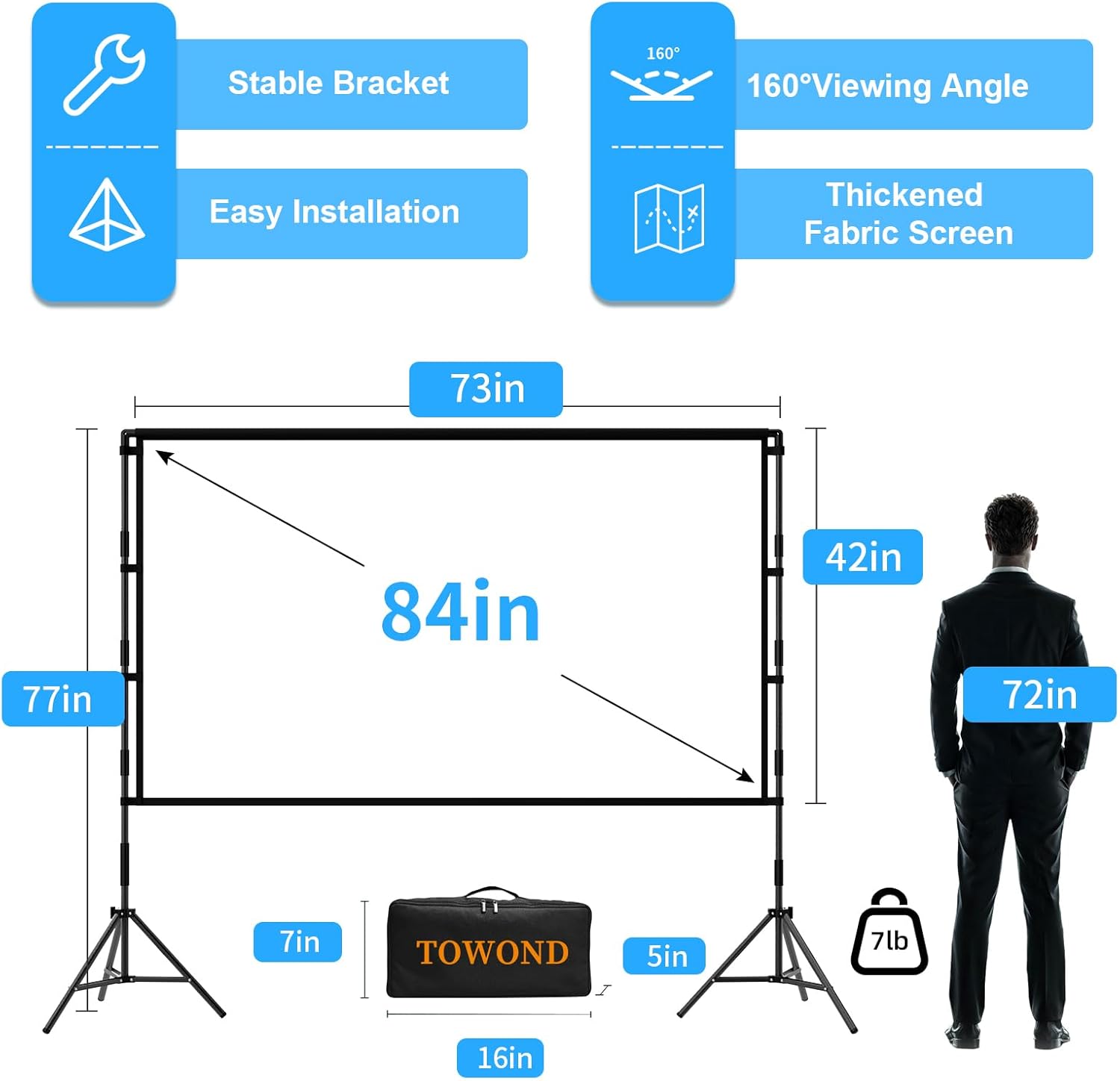Thumbnail 4 de TOWOND 84 inch Projector Screen