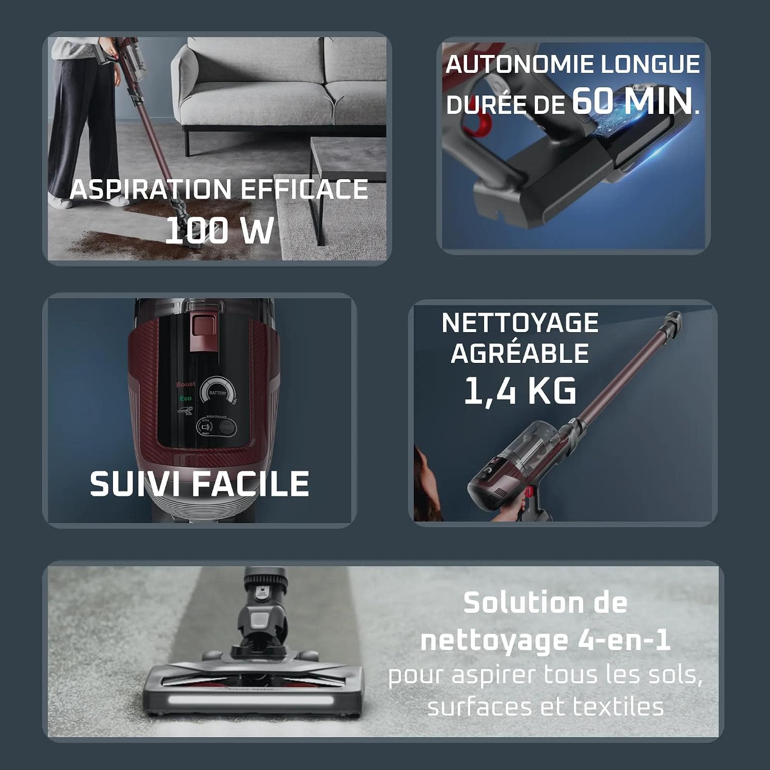 Detalle de Rowenta X-Pert 6.80 RH6483E0 draadloze steelstofzuiger met ledborstel