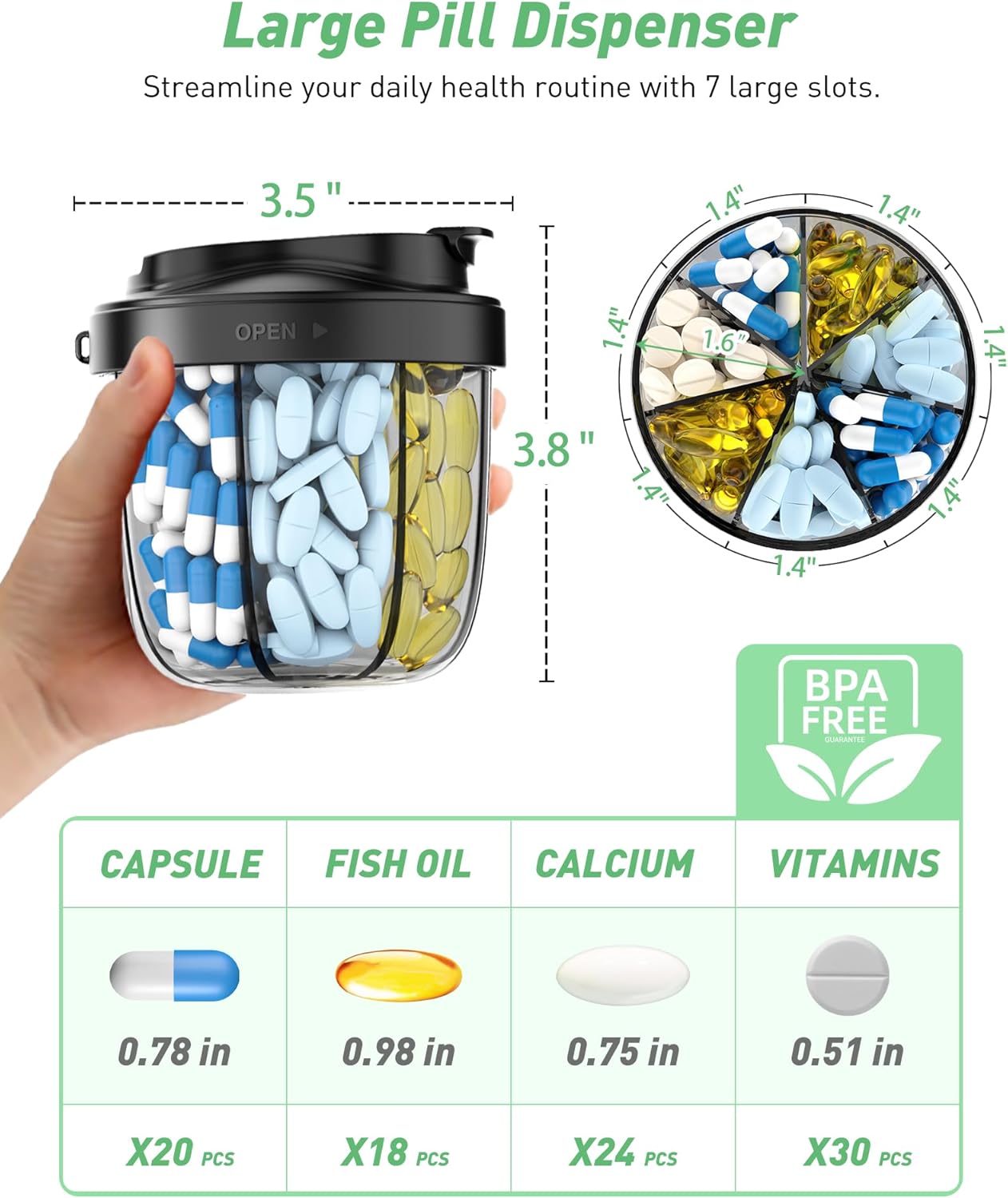 Thumbnail 1 de Pill Organizer 7-compartment travel pill box