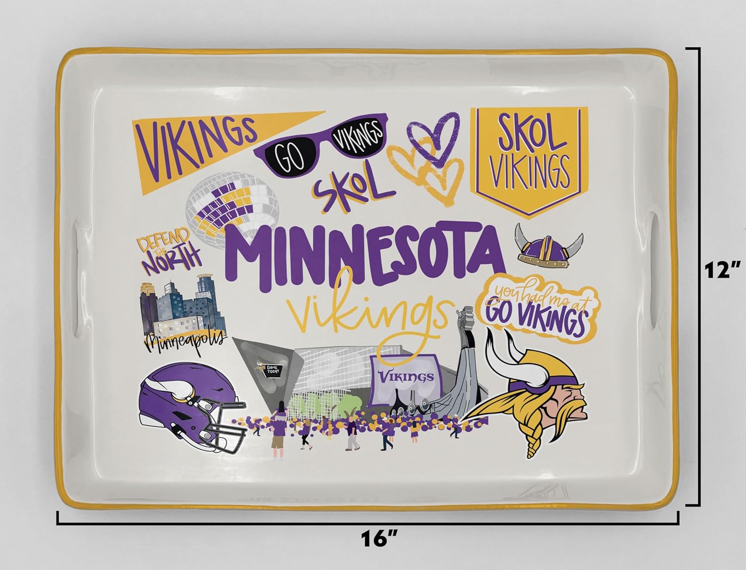 Detalle de Proformance Home NFL Loco Fan Large Serving Tray with Handles