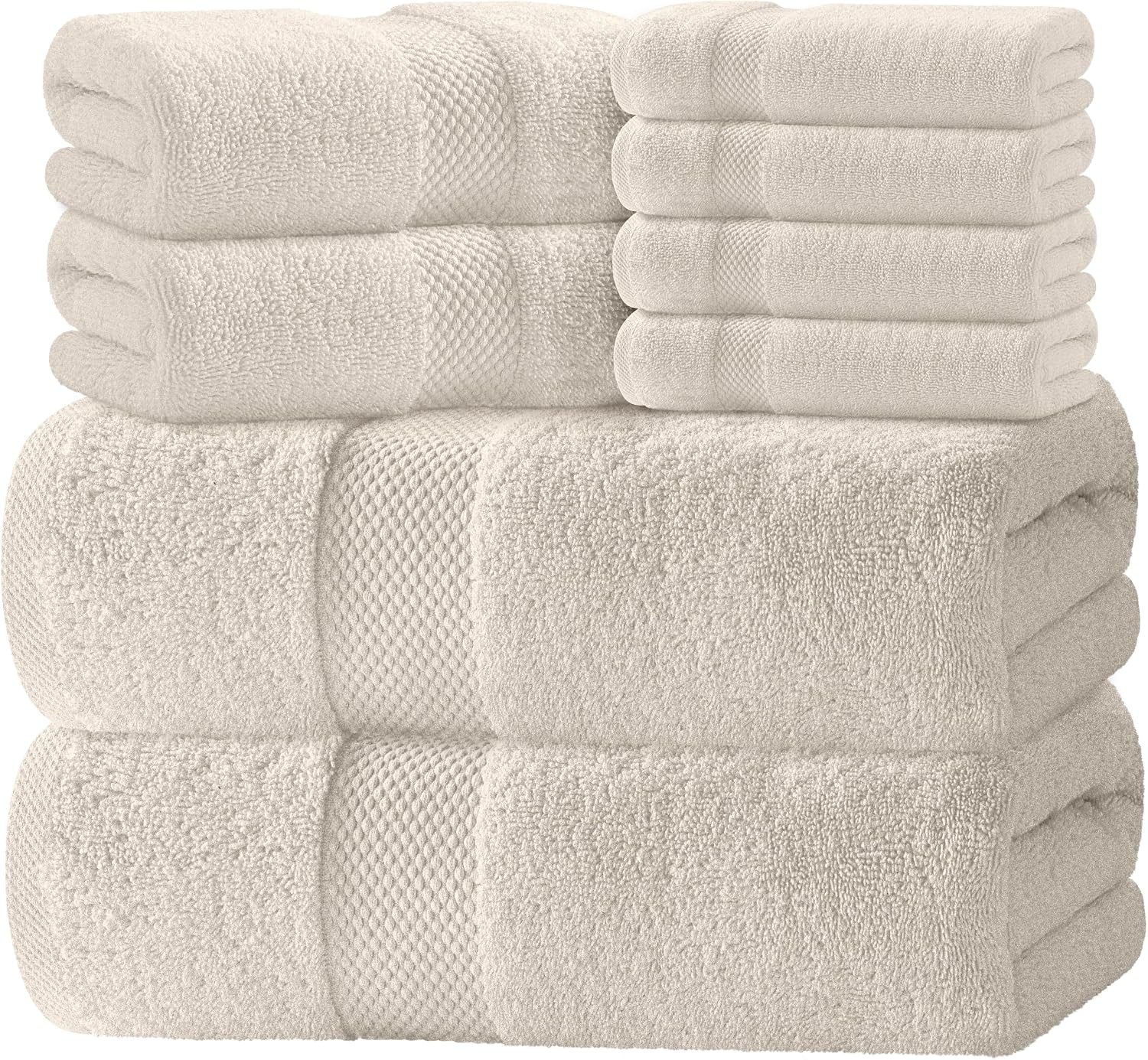Detalle de White Classic Bath Towel Set, Turkish Cotton
