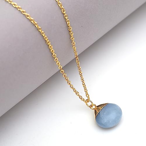 Detalle de Gempires Natural Blue Opal Pendant Necklace with Pear Pendant on 16+2in 14k Gold Plated Chain