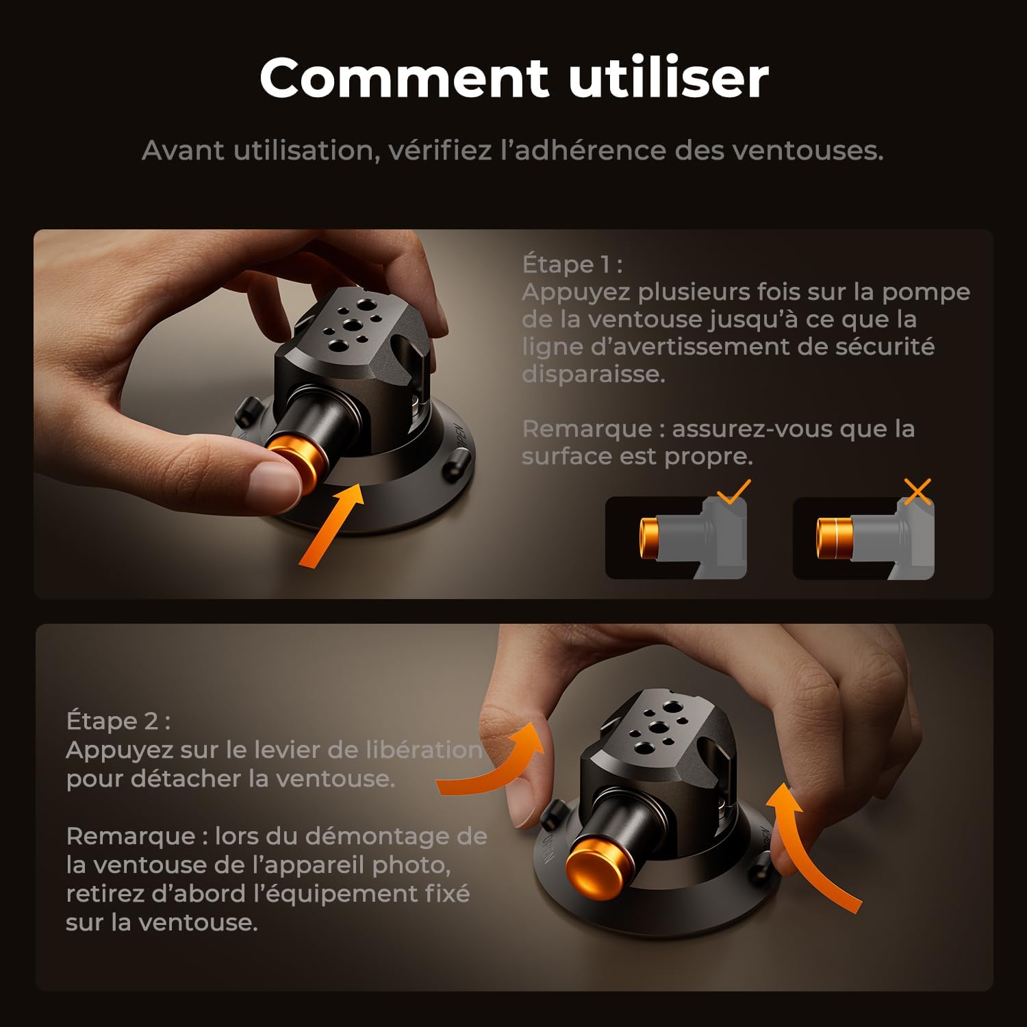 Thumbnail 6 de K&F CONCEPT Support caméra voiture à 3 ventouses 3" avec perche télescopique et bras magique 360°