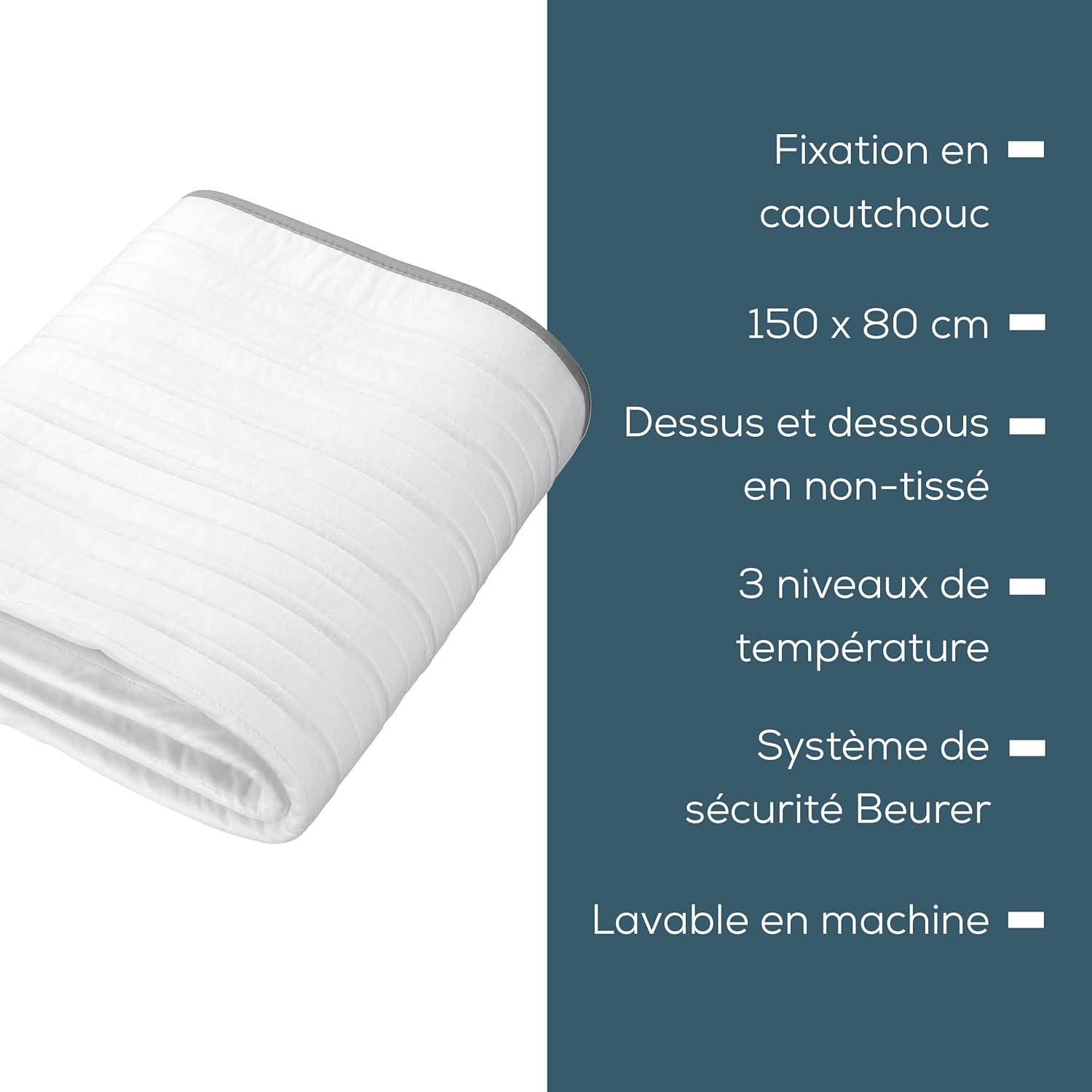 Detalle de Surmatelas chauffant Beurer TS 17 : 3 niveaux de température avec interrupteur amovible