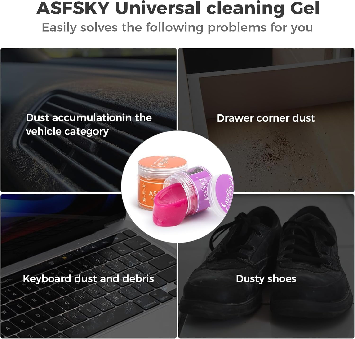 Thumbnail 3 de ASFSKY 2er Tastatur-Reinigungsgel (Reinigungsschleim) für Auto, PC & Co. – Orange + Rosa