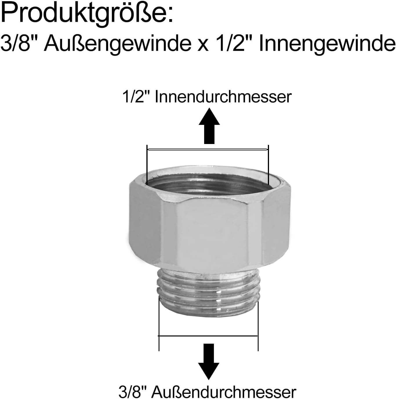 Thumbnail 2 de BELZ 2-teiliges Set Reduzieradapter 3/8 Außen auf 1/2 Innen aus 304 Edelstahl (mit doppelten Dichtringen)