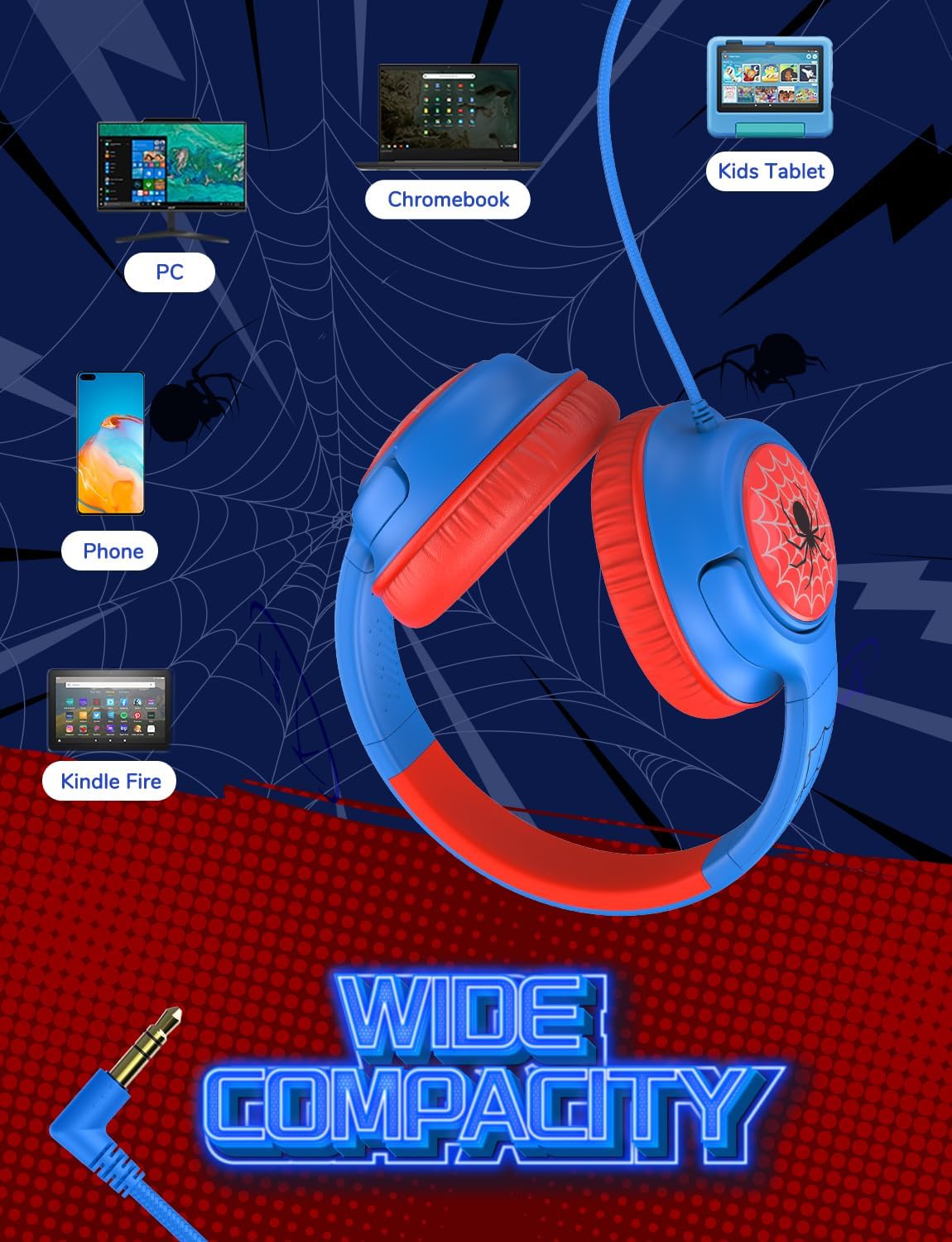 Thumbnail 3 de iClever Kinder Kopfhörer mit Kabel – 85 dBA sicherer Klang, faltbar, Over-Ear, 3,5 mm Klinke