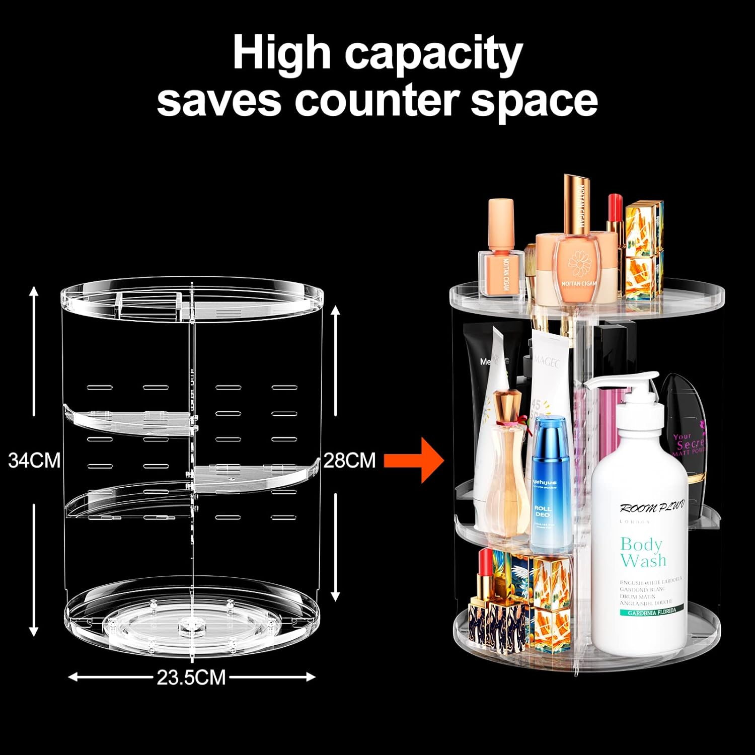 Thumbnail 1 de Fousenuk Make-up Kosmetik-Organizer mit 360° Drehung, transparentem PS-Kunststoff für Lippenstift & Zubehör