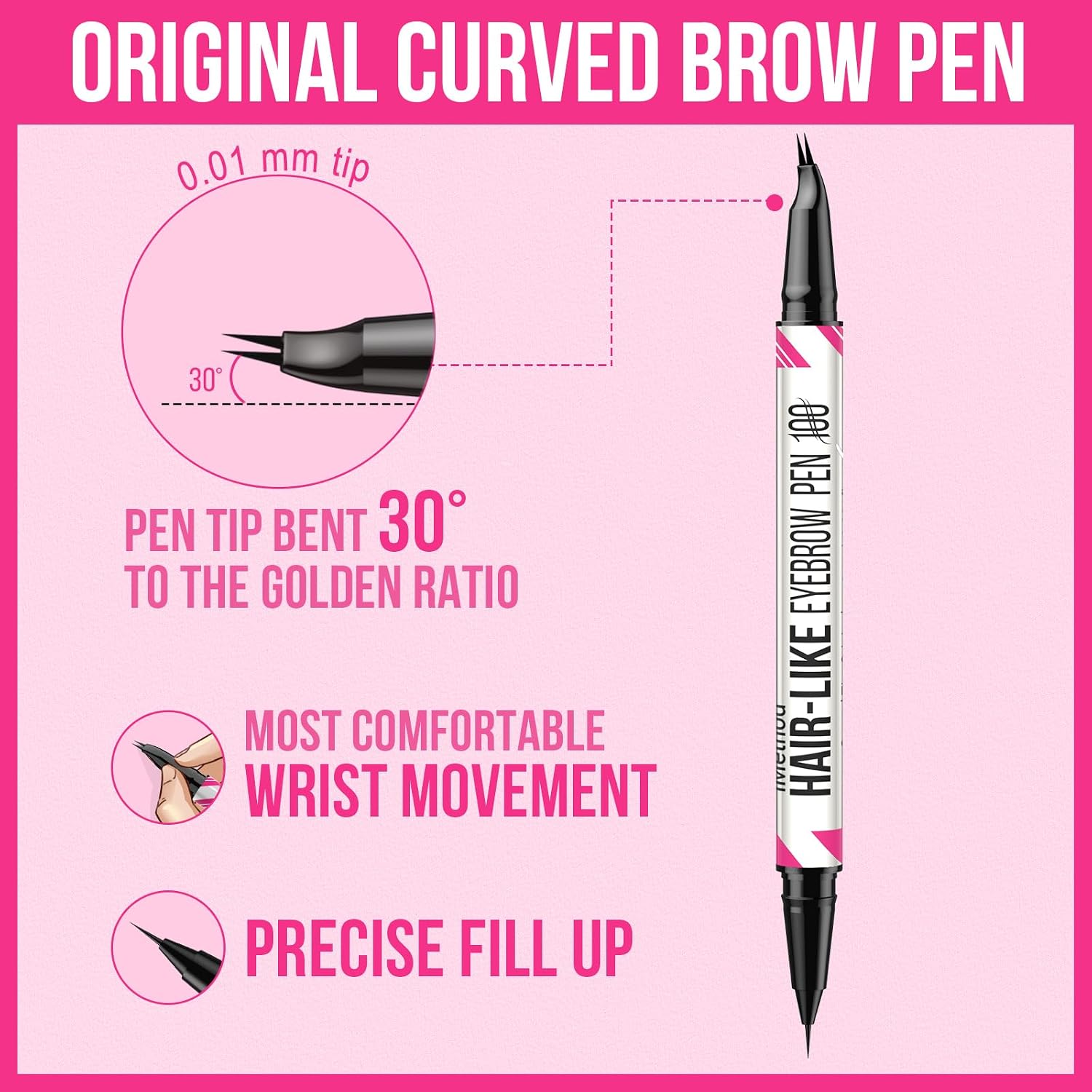 Thumbnail 6 de iMethod Curved Eyebrow Pen (Dark Brown) — Dual-Ended microblading-style brow pencil for natural hair-like strokes