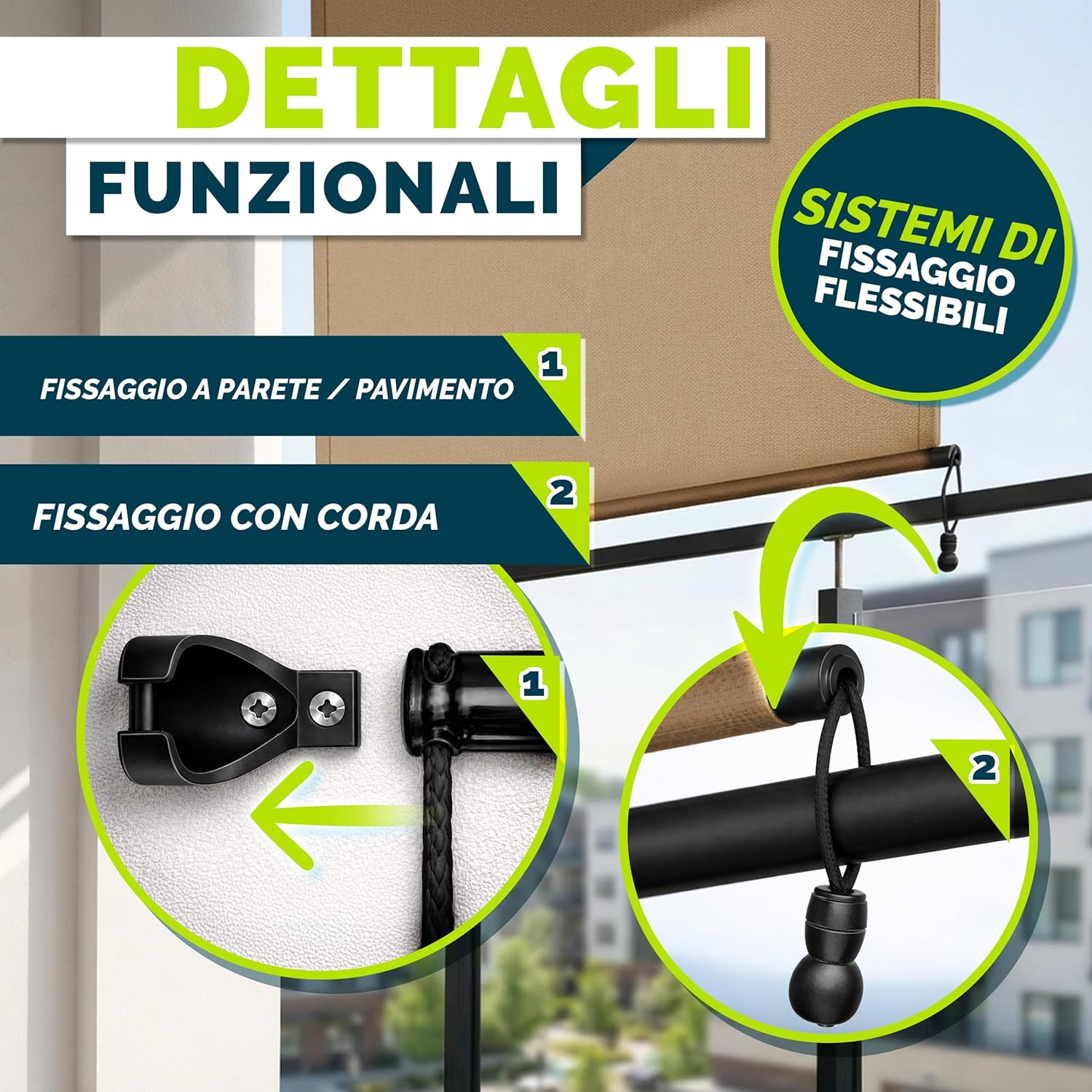 Thumbnail 2 de tillvex® Tenda da sole verticale verticale in alluminio Taupe 200 x 250 cm con manovella e copertura impermeabile