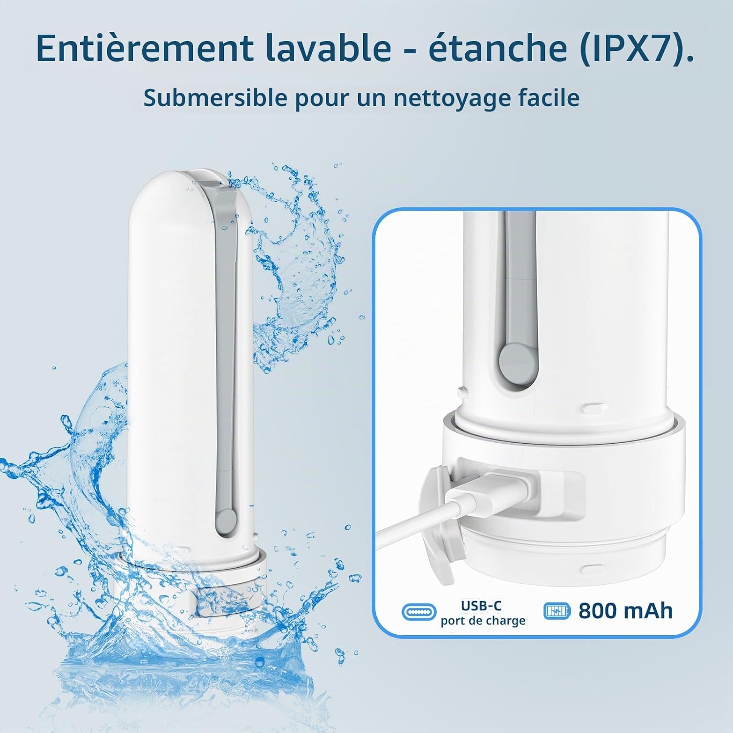 Detalle 2 de Wkvupy 9515D draagbaar elektrisch reisbidet met IPX7 en draaibaar mondstuk