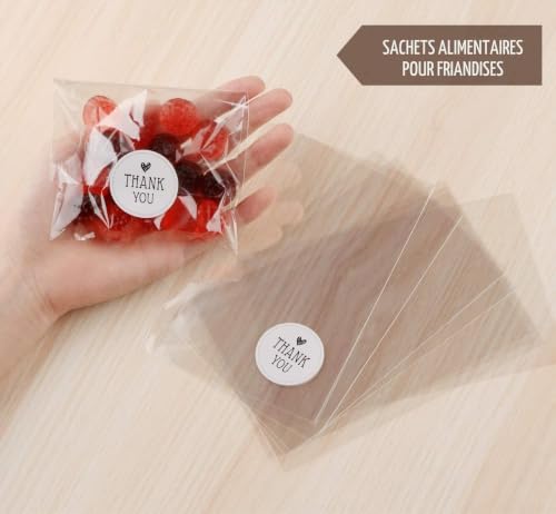 Thumbnail 1 de ilauke – 200 sachets transparents OPP, 15 × 10 cm, pour friandises et cadeaux
