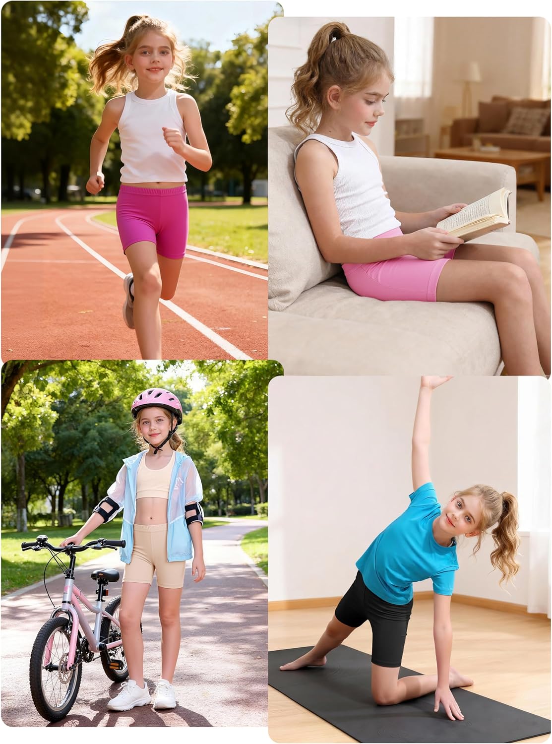 Thumbnail 5 de Resinta 6-Pack Girls Bike Shorts Under Dress Dance Cartwheel Shorts (Multicolor)