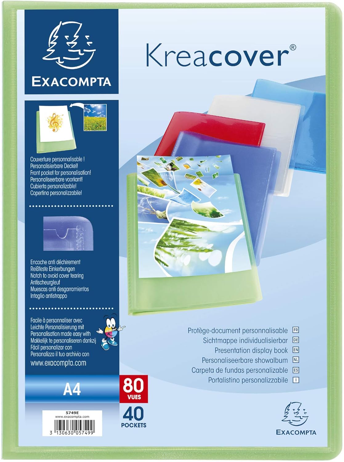 Thumbnail 3 de Exacompta 5749E – Paquet de 5 Protège-documents Kreacover Chromaline (40 pochettes A4+)