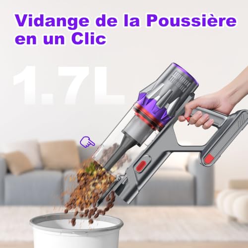 Thumbnail 8 de coovy SU7 Aspirateur balai sans fil 580 W, jusqu’à 75 min, écran LED