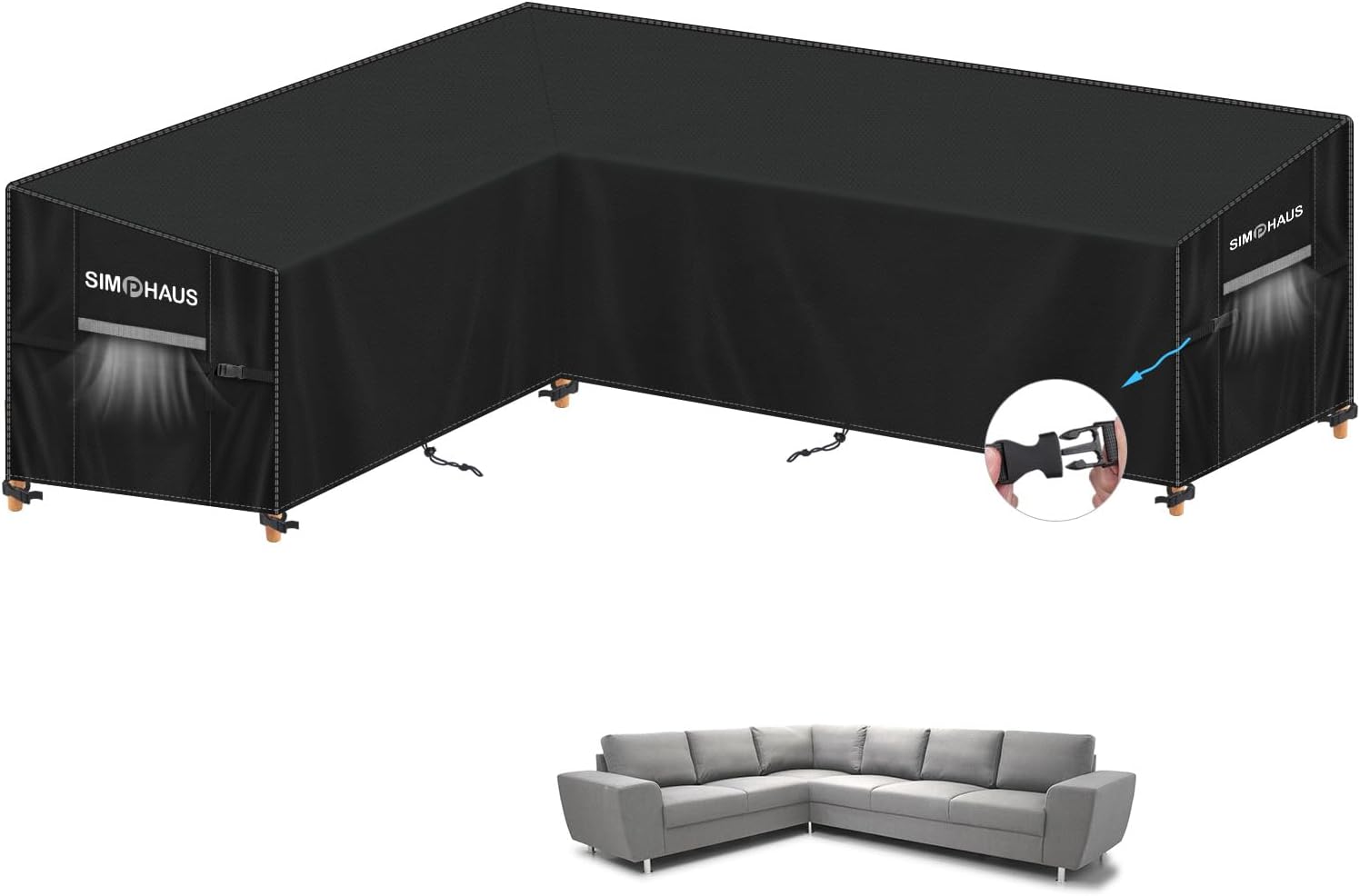 SIMPHAUS L Shape Sofa Cover 220x260cm
