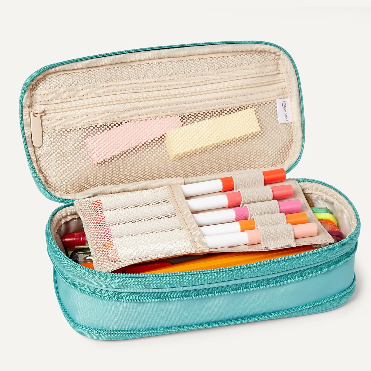 Thumbnail 4 de Amazon Basics Mehrzweck-Federmäppchen L Unifarben helles Türkis 📘