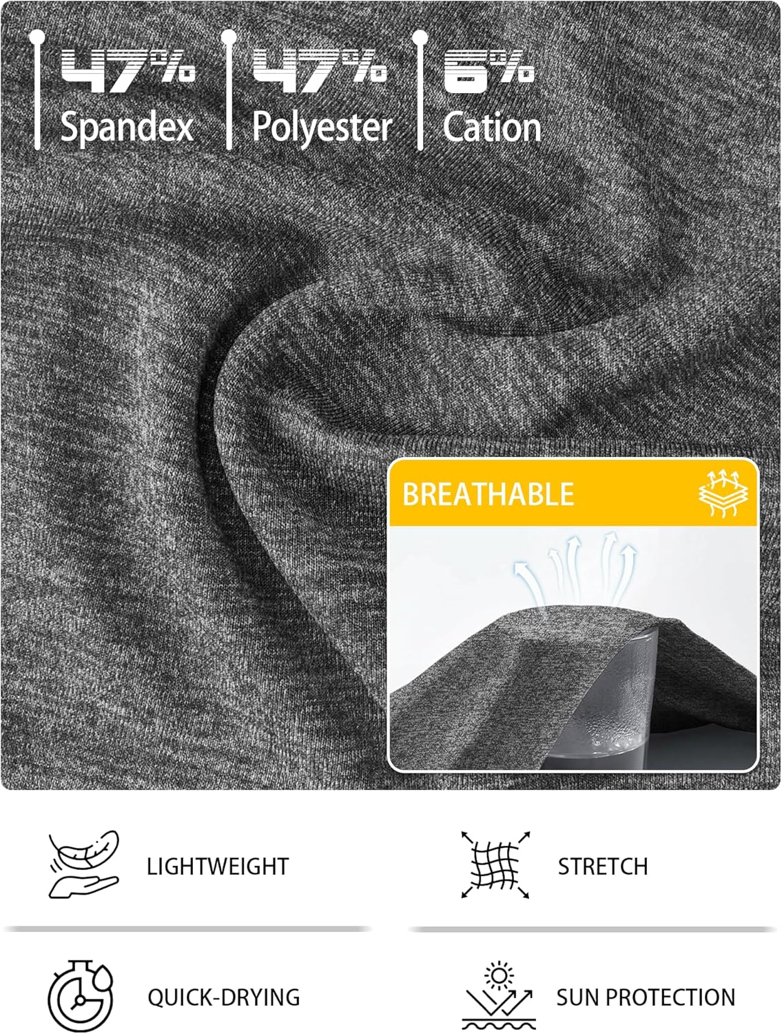 Detalle de Sportshirt Damen Kurzarm V-Ausschnitt UPF 50+ – atmungsaktives Fitness-T-Shirt im 5er-Pack