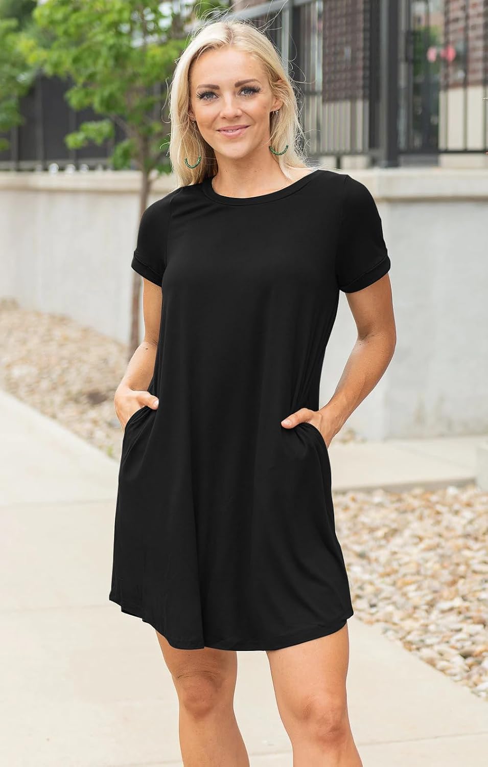 Detalle de Womens Summer Dresses Beach Casual Loose Tshirt Floral Short Sleeve Flowy Pockets Sundresses 2026