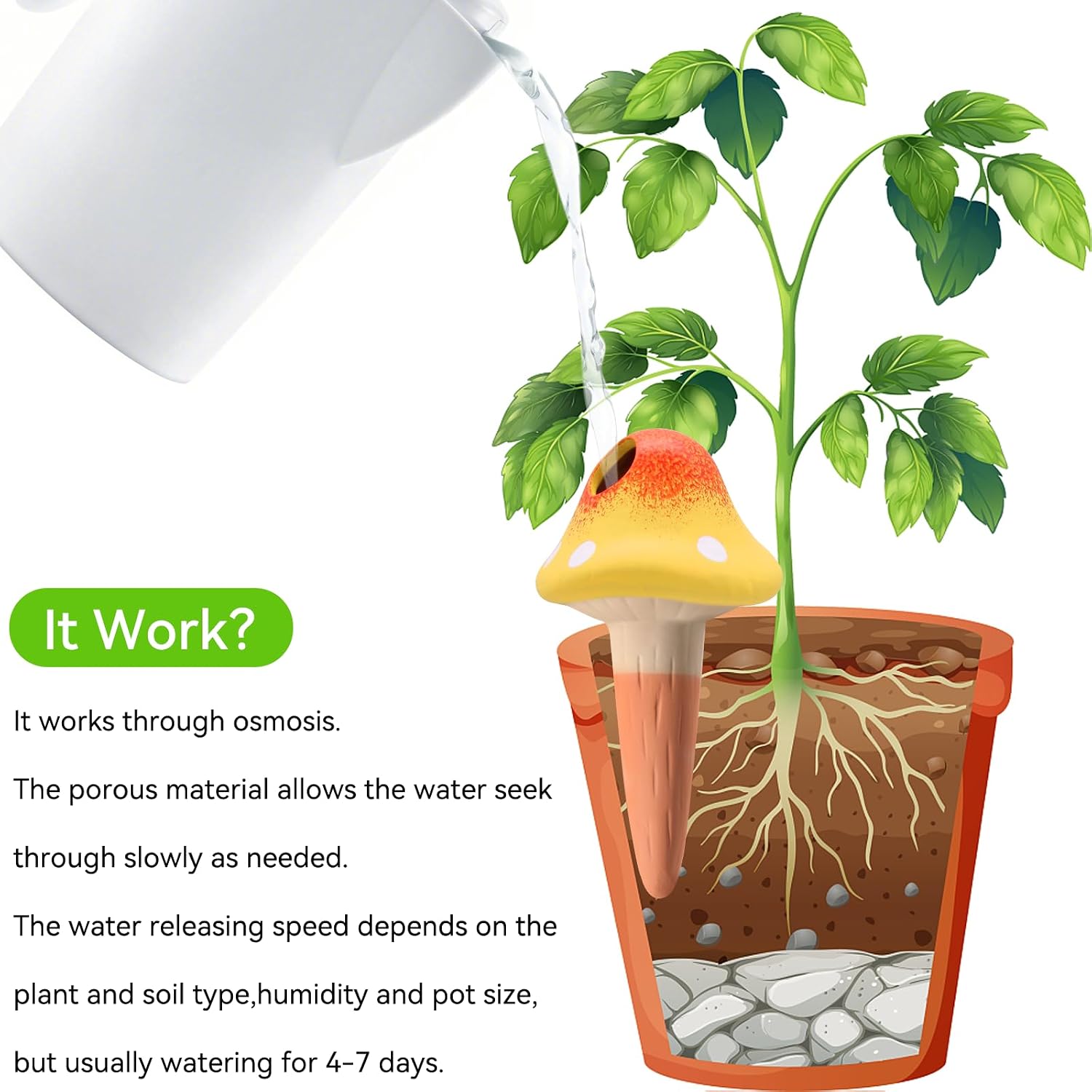 Thumbnail 2 de Abtanx 4 Pack Terracotta Watering Spikes – Self-Watering Plant Devices