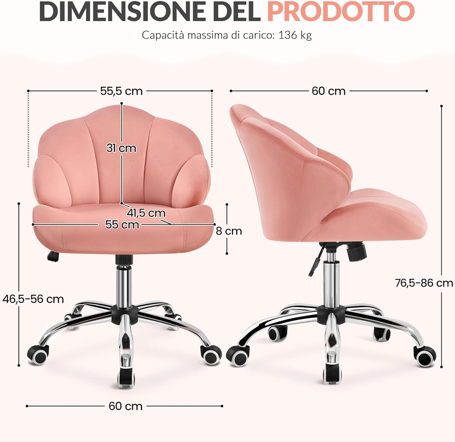 Detalle de Yaheetech sedia ufficio ergonomica 136 kg